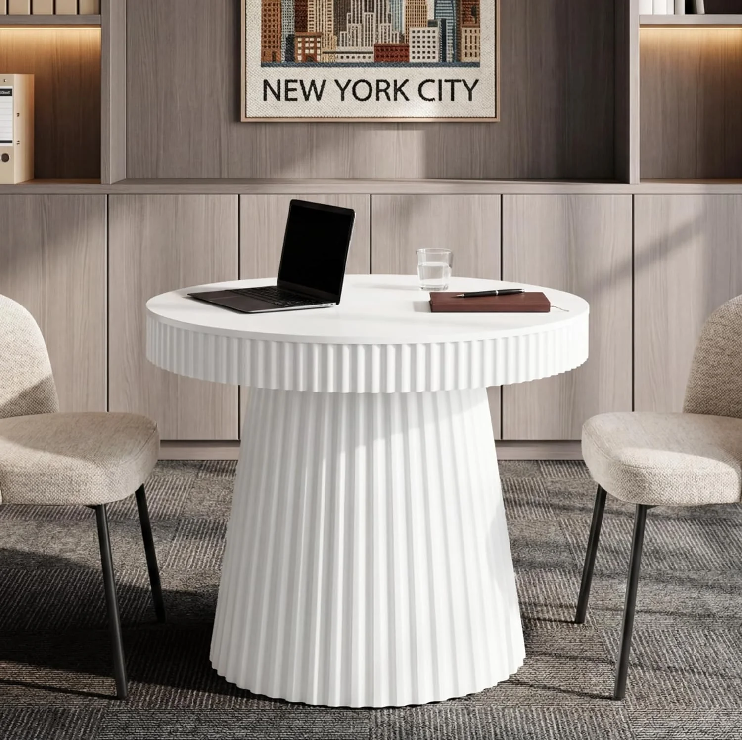 Round Conference Table, 31.5" Meeting Table Discussion Table for Home Office