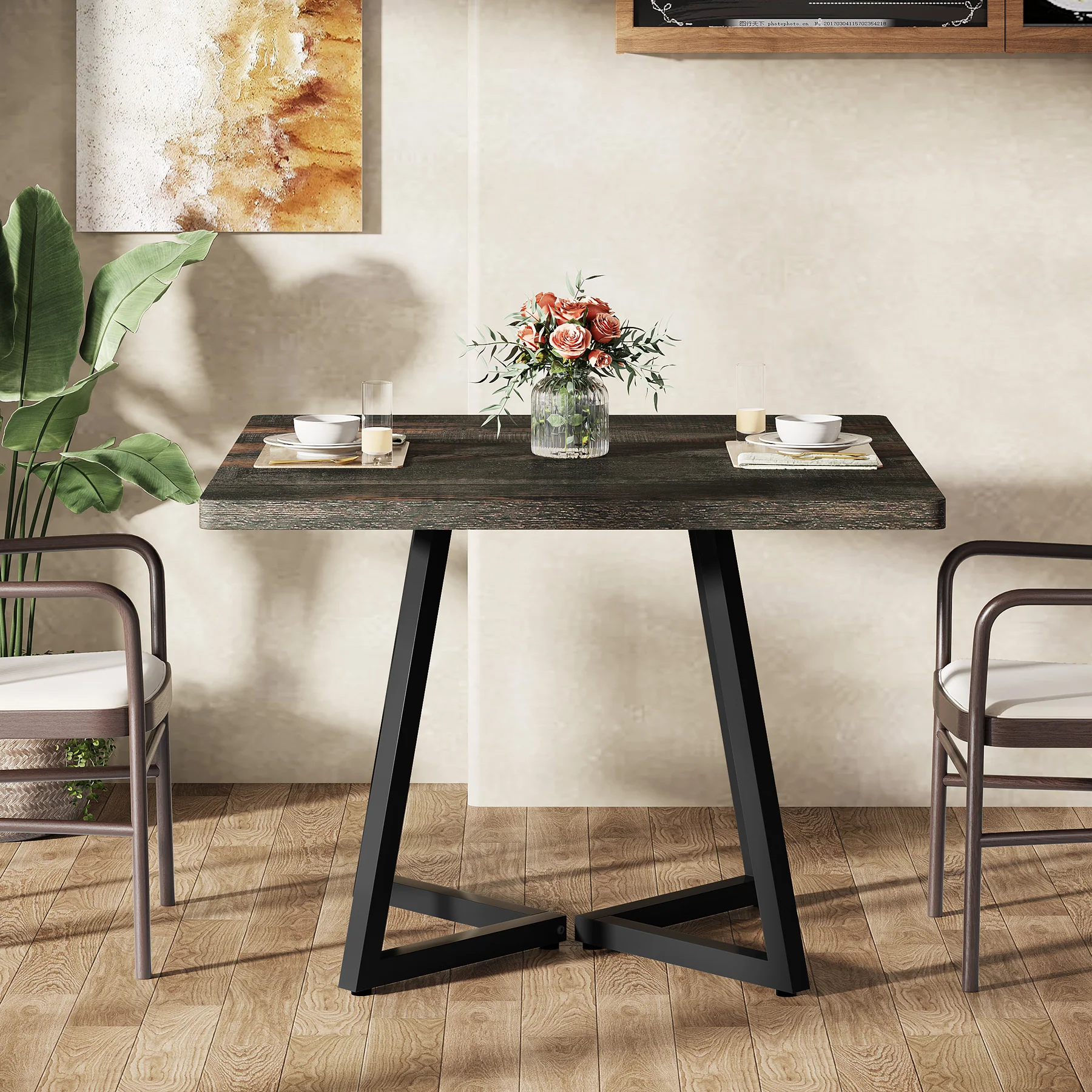 Square Dining Table, 31.5" Small Kitchen Dinner Table with Metal Base for 2-4 - Image 18