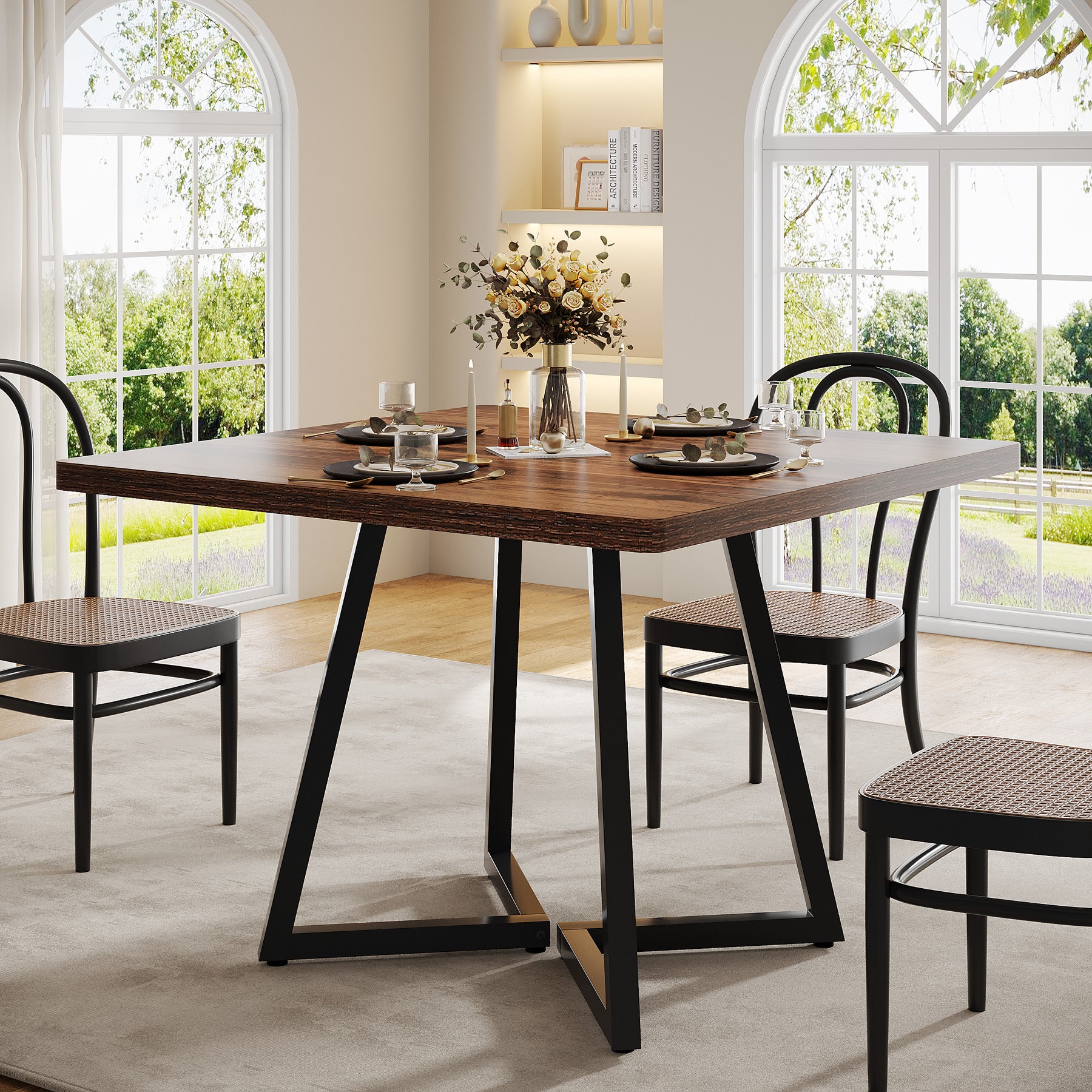 Square Dining Table, 31.5" Small Kitchen Dinner Table with Metal Base for 2-4 - Image 8