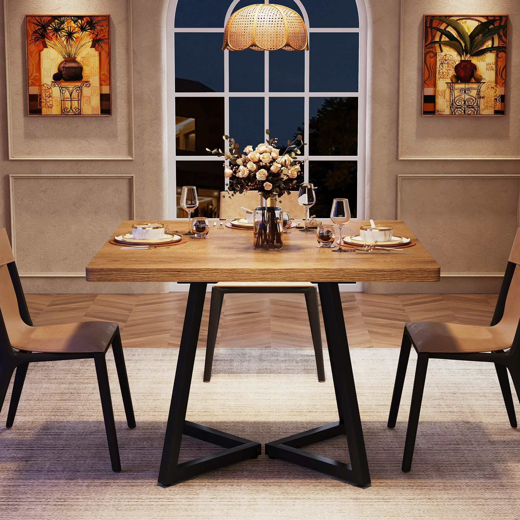 Square Dining Table, 31.5" Small Kitchen Dinner Table with Metal Base for 2-4 - Image 9
