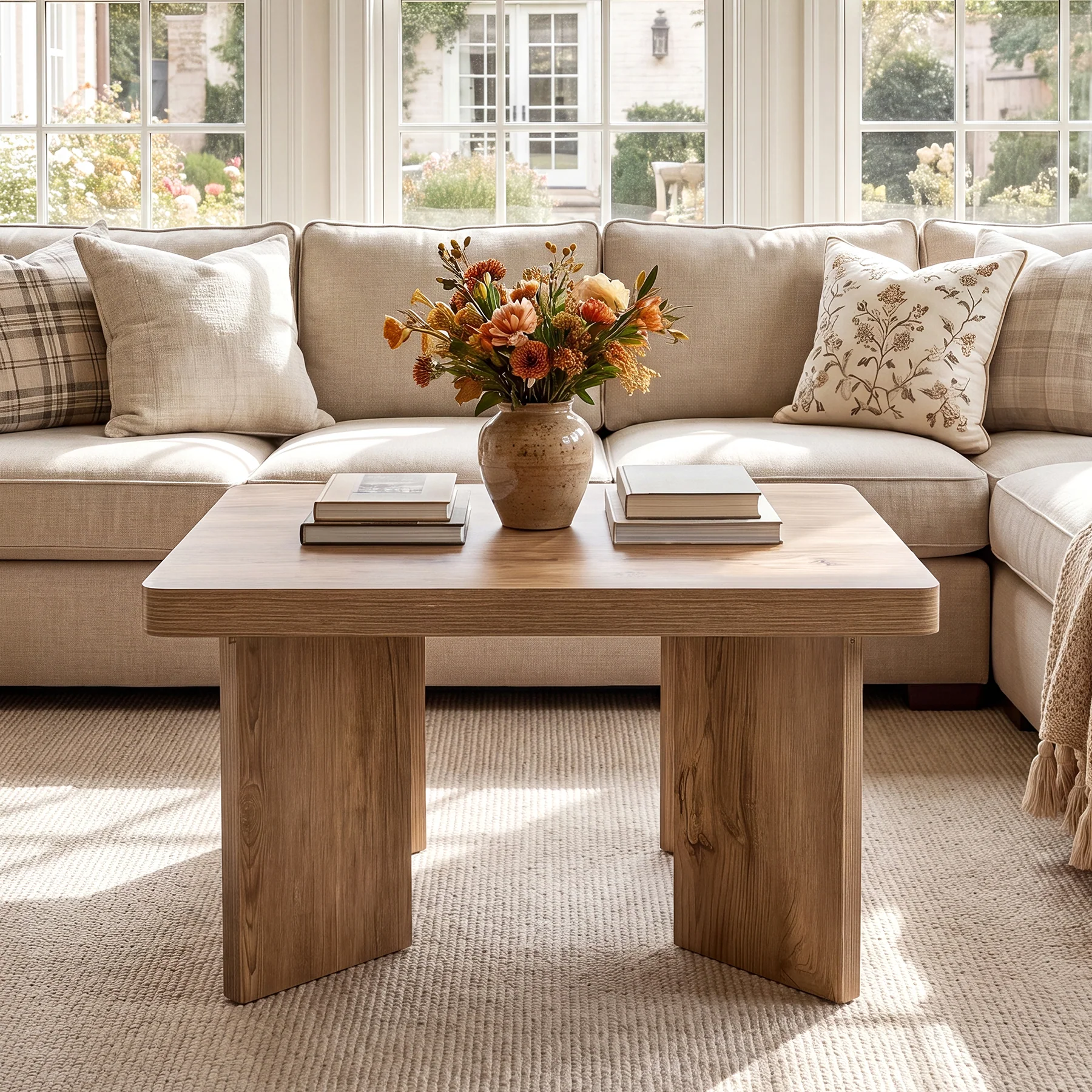 Tribesigns 31.5-Inch Farmhouse Coffee Table with Thickened Tabletop, Square Wood Center Table for Small Spaces - Image 8