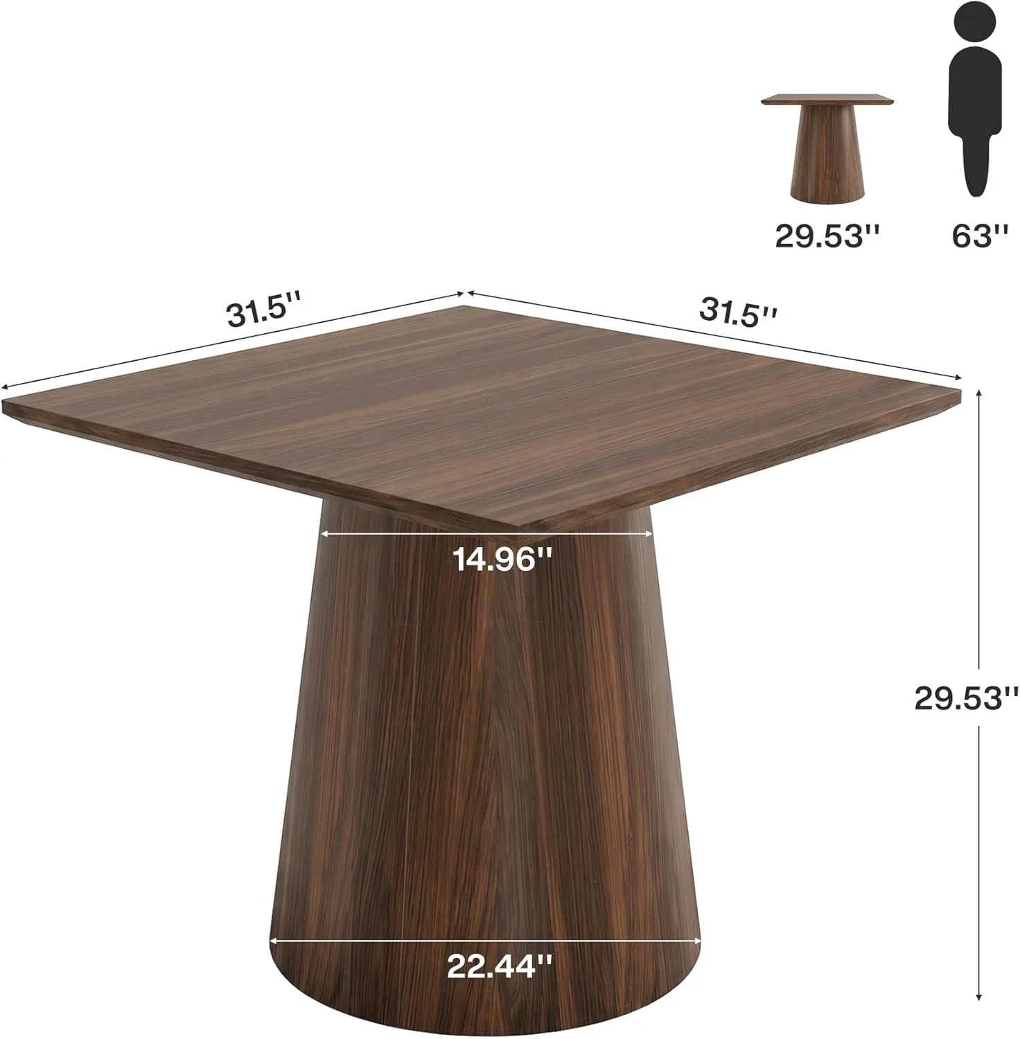 31.5" Square Conference Table, Wooden Meeting Room Table for 4 People - Image 2