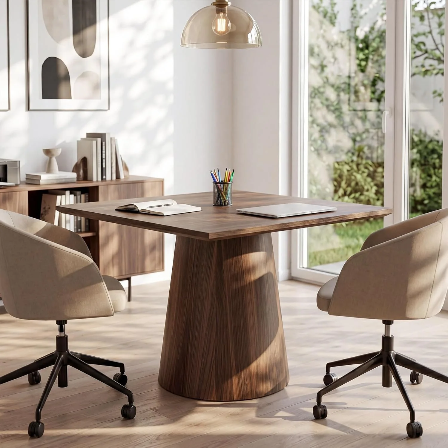 31.5" Square Conference Table, Wooden Meeting Room Table for 4 People - Image 4