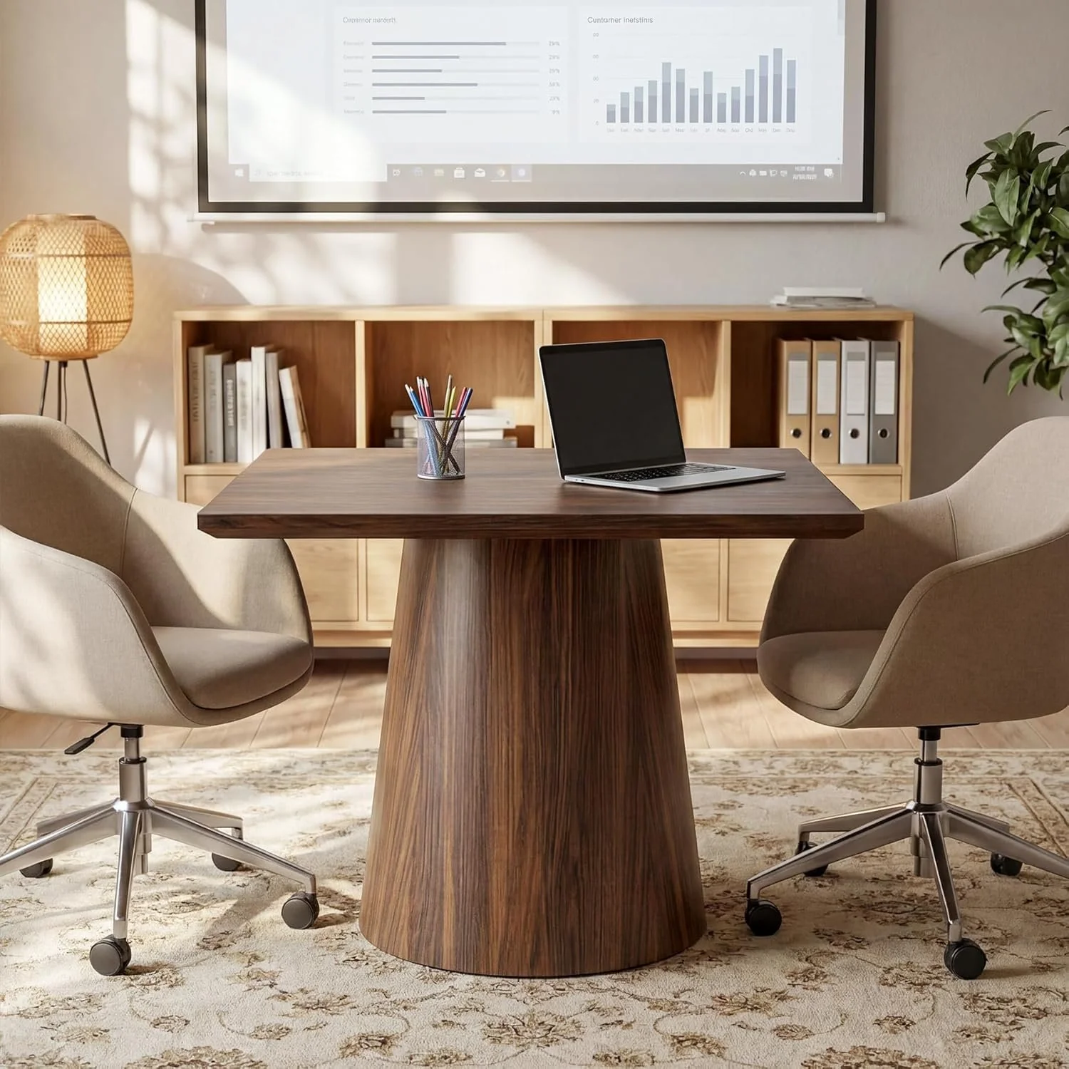 31.5" Square Conference Table, Wooden Meeting Room Table for 4 People - Image 5