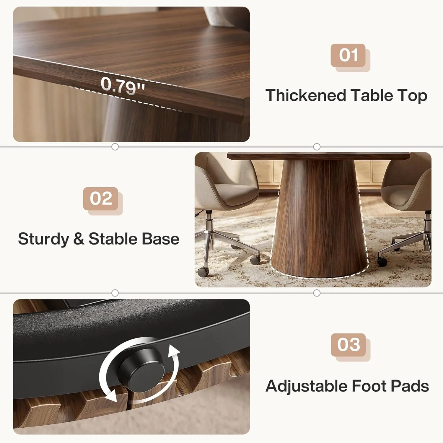 31.5" Square Conference Table, Wooden Meeting Room Table for 4 People - Image 7