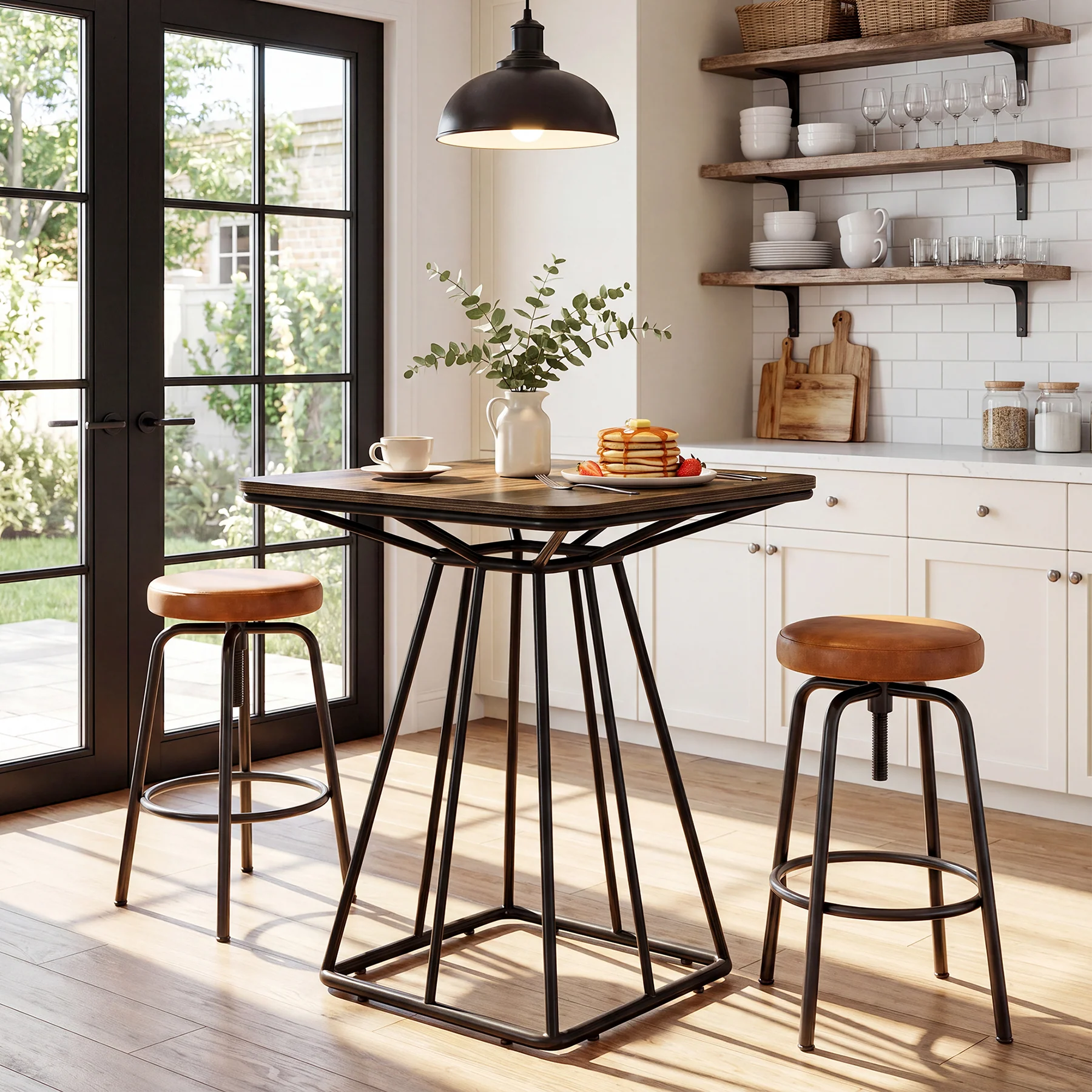 31.5" Square Bar Table, Industrial Counter Height Bistro Dining Tables - Image 3