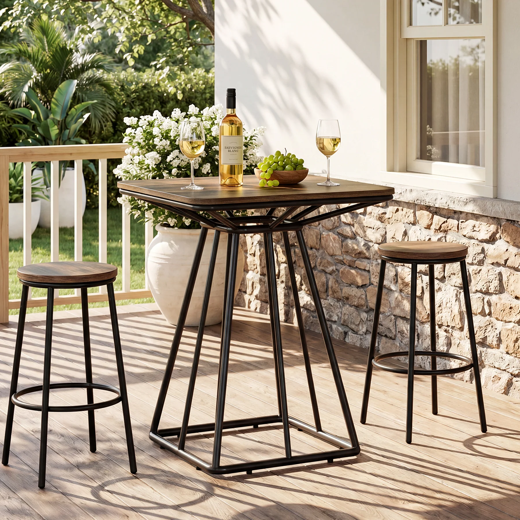 31.5" Square Bar Table, Industrial Counter Height Bistro Dining Tables - Image 4