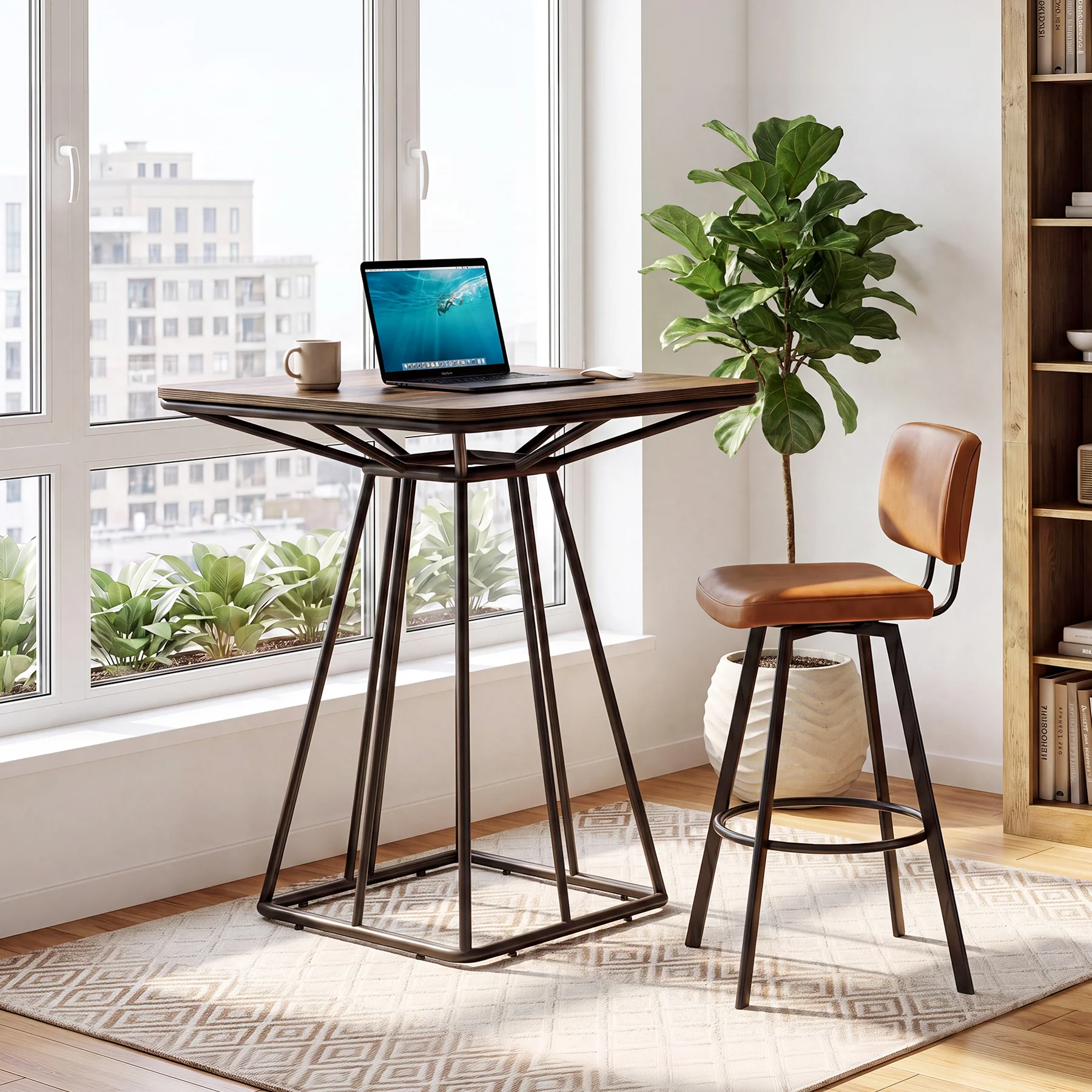 31.5" Square Bar Table, Industrial Counter Height Bistro Dining Tables - Image 8