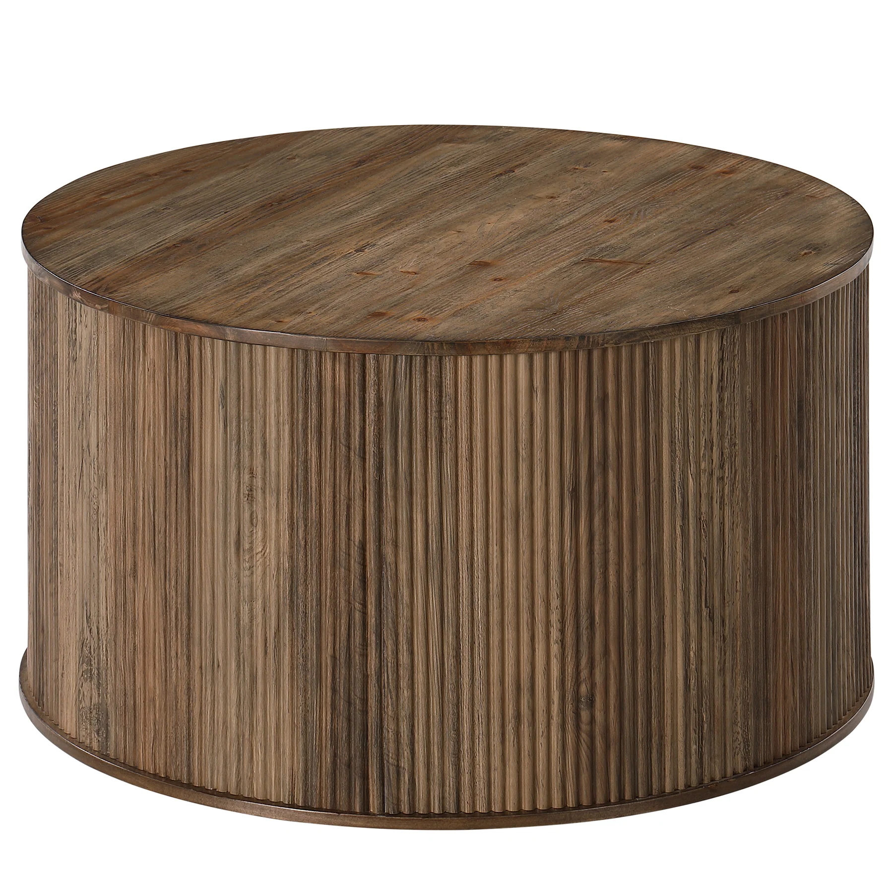 31.5" Round Coffee Table, Modern Center Table with Wooden Veneer Top - Image 9