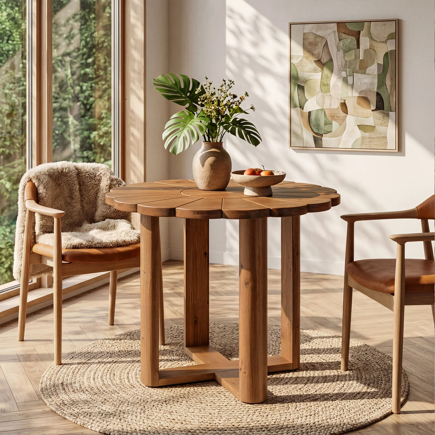 31.5" Solid Wood Round Dining Table,  Farmhouse Kitchen Table for 2-4 - Image 4