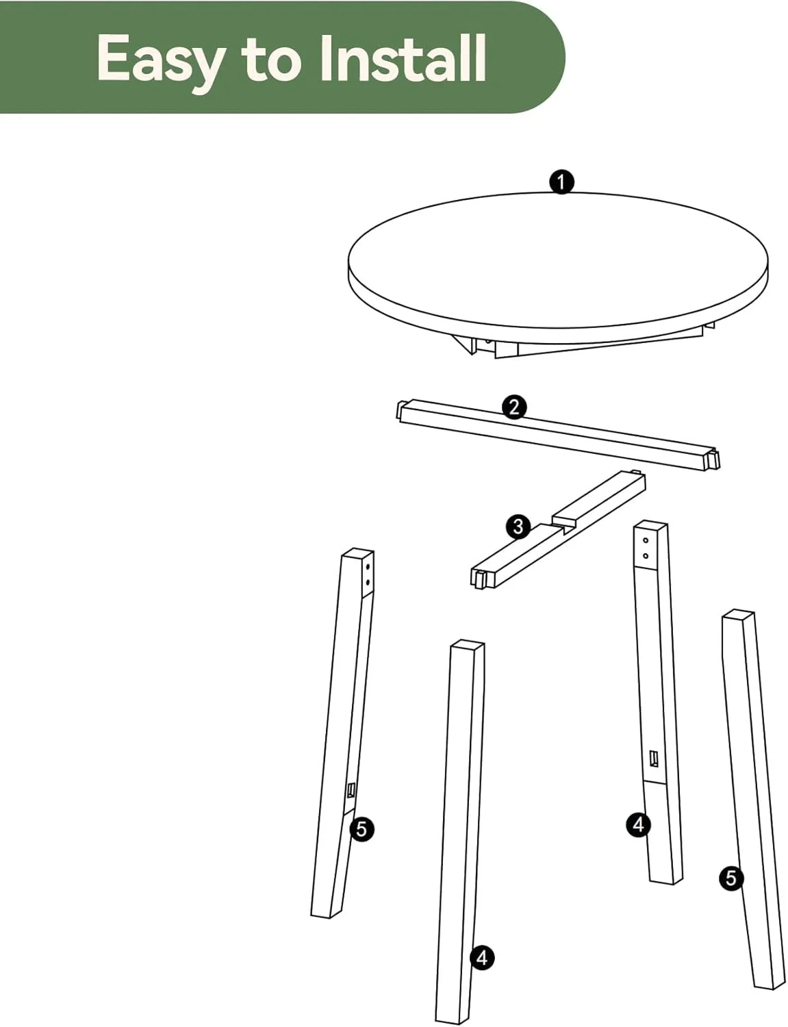 31.5" Solid Wood Conference Table, Small Round Office Table for 2-4 - Image 9