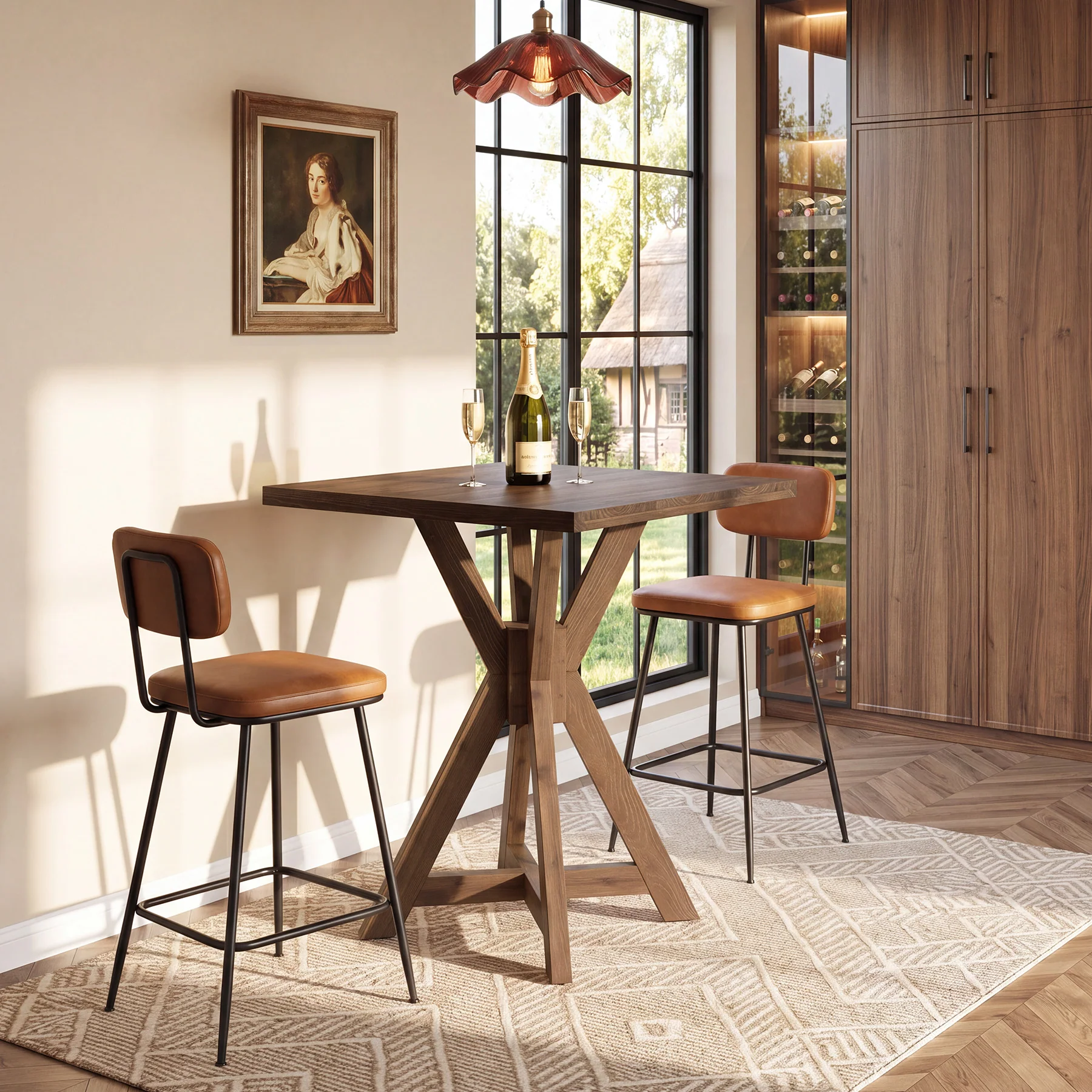 31.5" Square Bar Table, Solid Wood Counter-Height Pub Table for Kitchen, Home Bar - Image 5