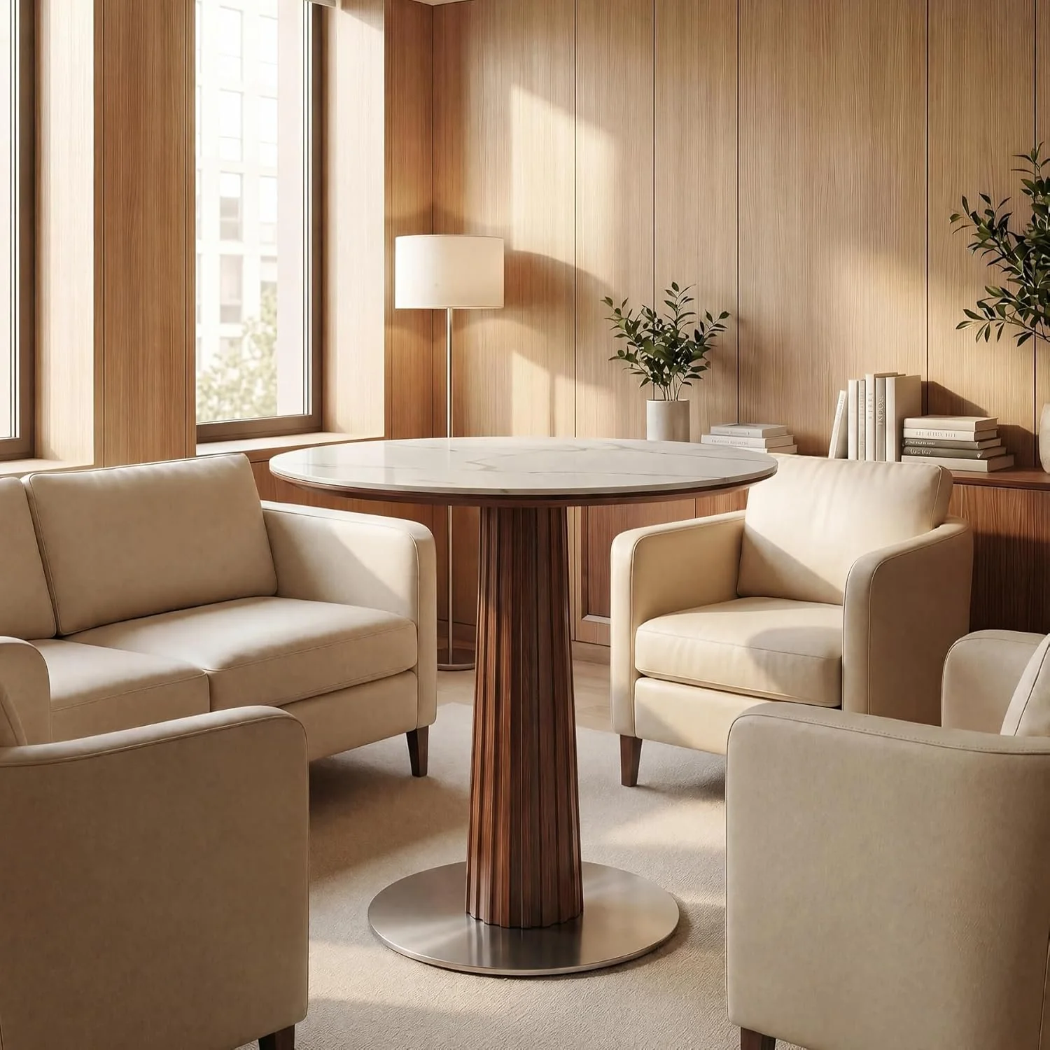 31.5" Round Conference Table, Modern Small Meeting Room Table for 2-4 People for Office - Image 7