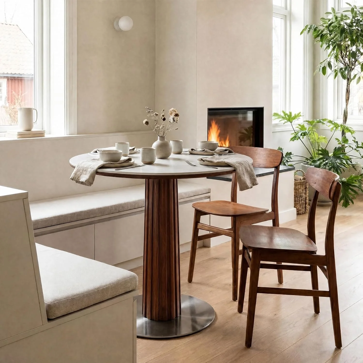 31.5" Round Dining Table, Kitchen Table with Sintered Stone Top and Stainless Steel Base for Kitchen, Dining Room - Image 4