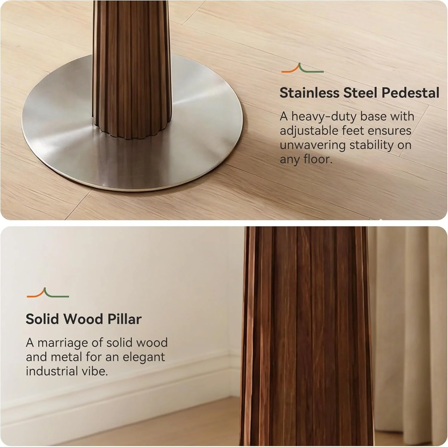31.5" Round Dining Table, Kitchen Table with Sintered Stone Top and Stainless Steel Base for Kitchen, Dining Room - Image 9