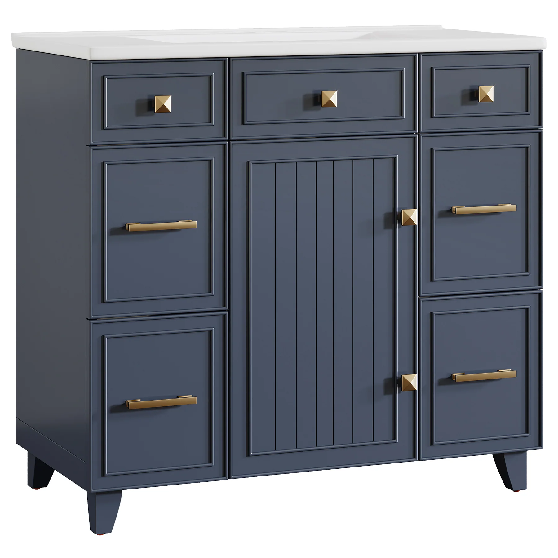 35" Bathroom Vanity with Sink, Modern Solid Wood Bathroom Cabinet with 4 Drawers - Image 10