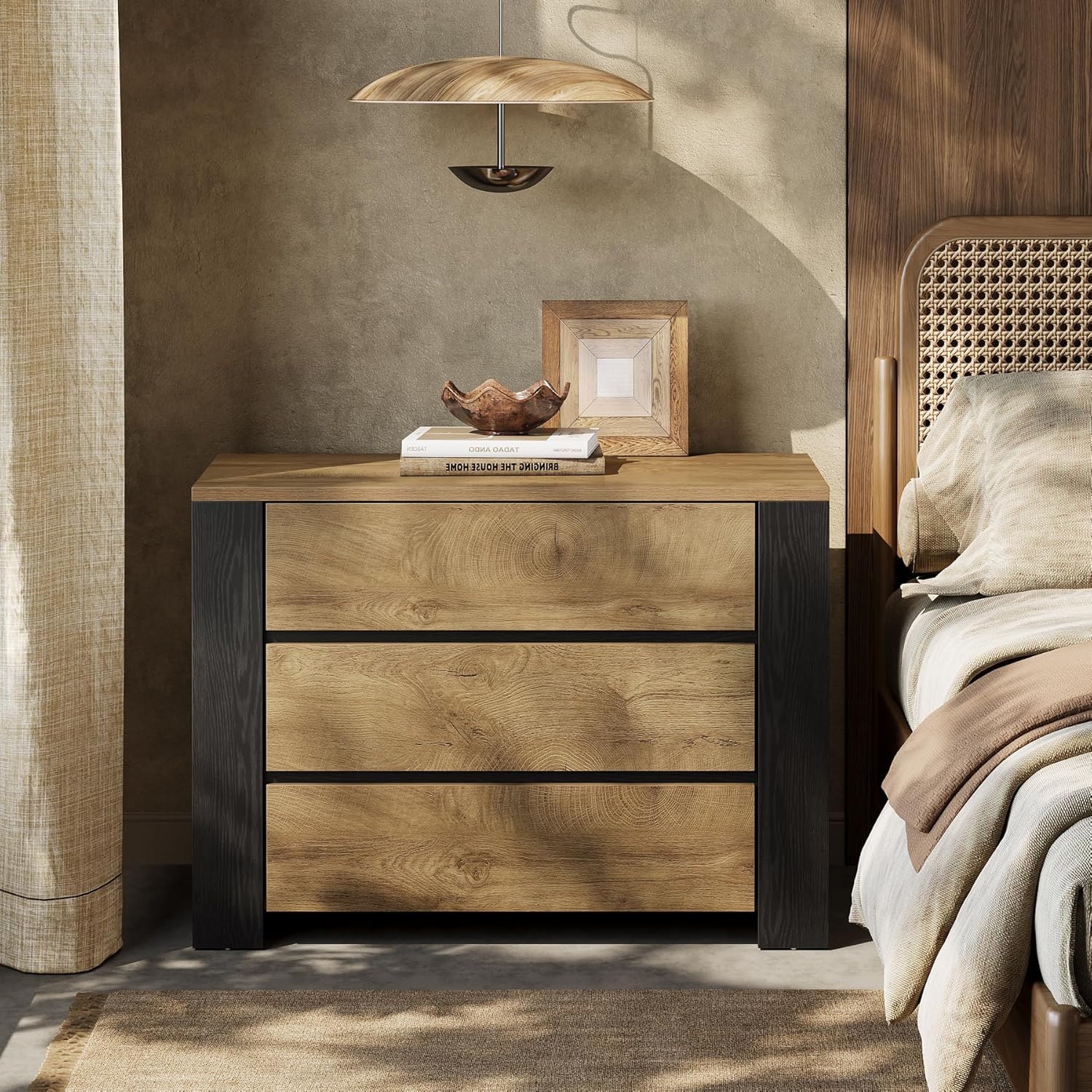 36" Oversized Nightstand, Large Bedside Table with 3 Drawers Storage - Image 3
