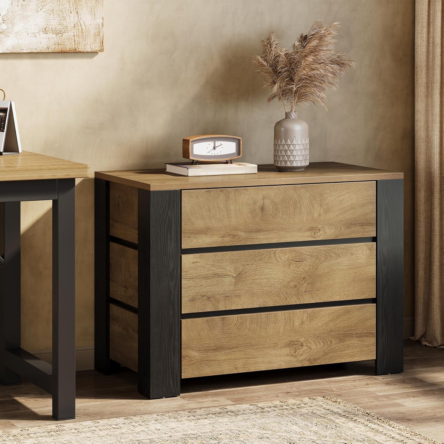 36" Oversized Nightstand, Large Bedside Table with 3 Drawers Storage - Image 8