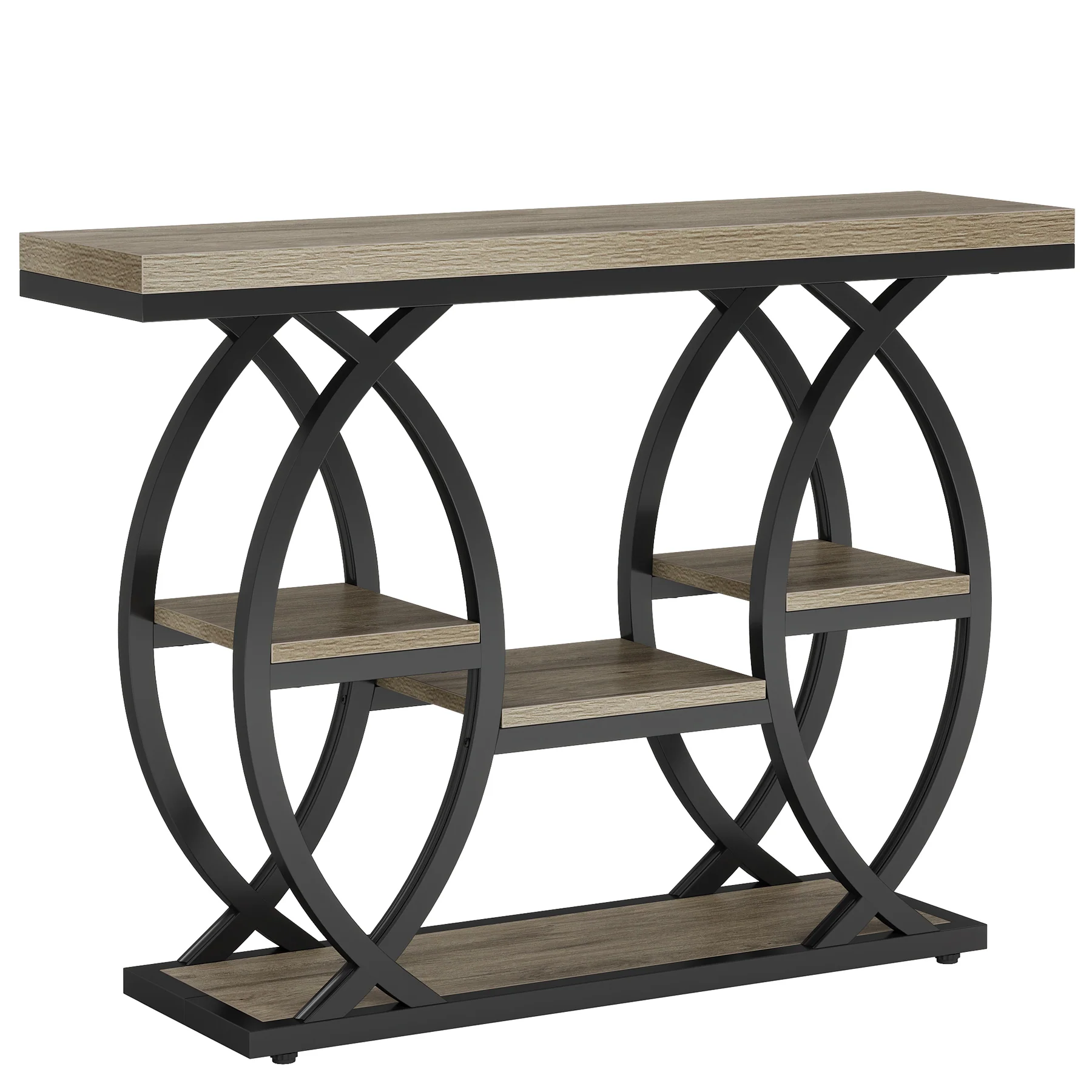 39.4" Console Table, Industrial 4-Tier Sofa Table Entryway Table with Storage Shelves - Image 17