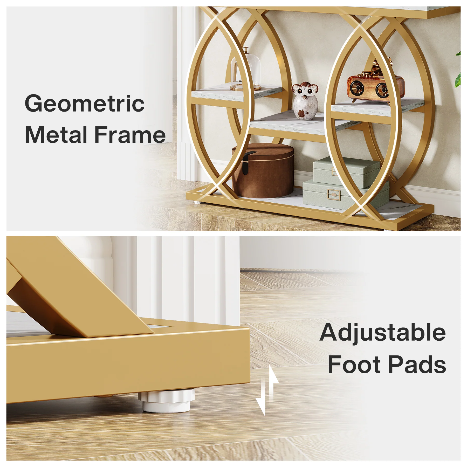 39.4" Console Table, Industrial 4-Tier Sofa Table Entryway Table with Storage Shelves - Image 25