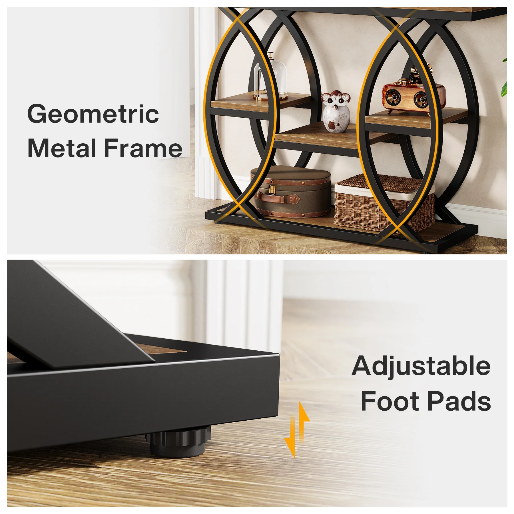 39.4" Console Table, Industrial 4-Tier Sofa Table Entryway Table with Storage Shelves - Image 34