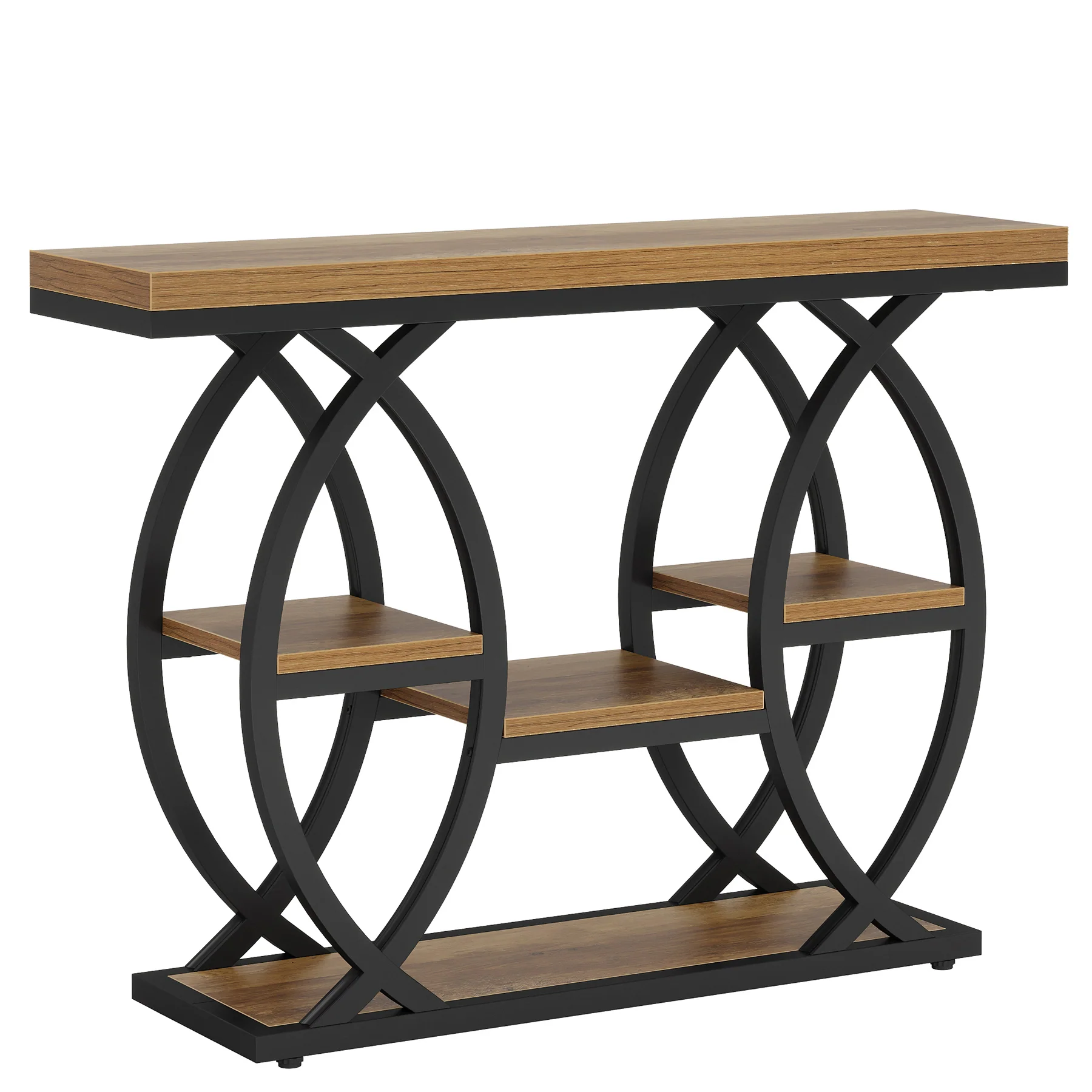 39.4" Console Table, Industrial 4-Tier Sofa Table Entryway Table with Storage Shelves - Image 35