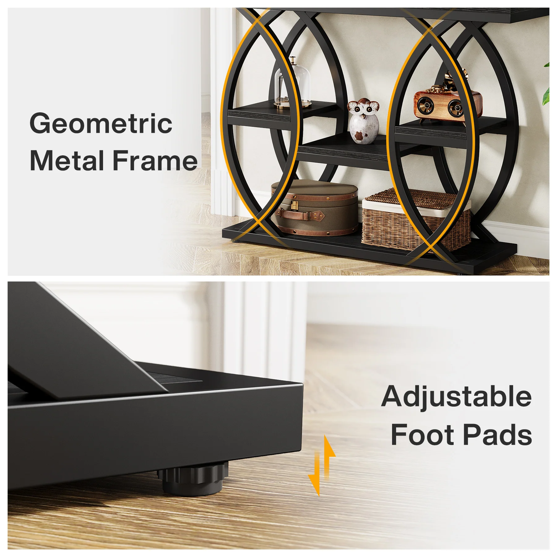 39.4" Console Table, Industrial 4-Tier Sofa Table Entryway Table with Storage Shelves - Image 43