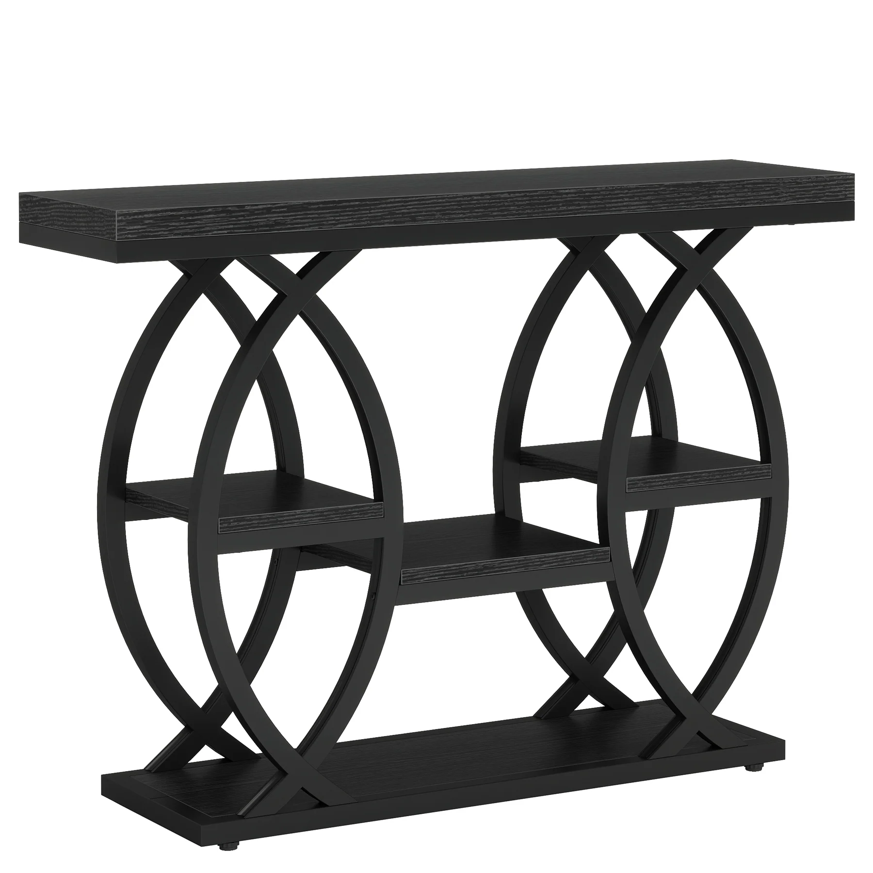 39.4" Console Table, Industrial 4-Tier Sofa Table Entryway Table with Storage Shelves - Image 44