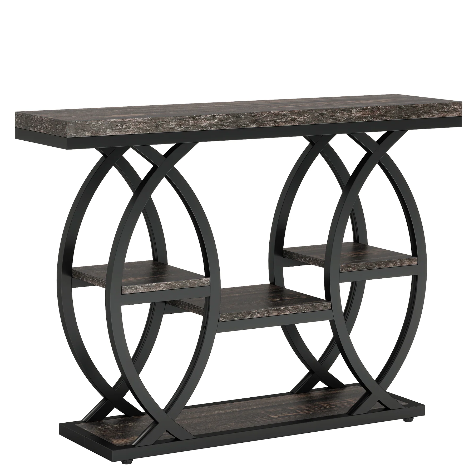 39.4" Console Table, Industrial 4-Tier Sofa Table Entryway Table with Storage Shelves - Image 53