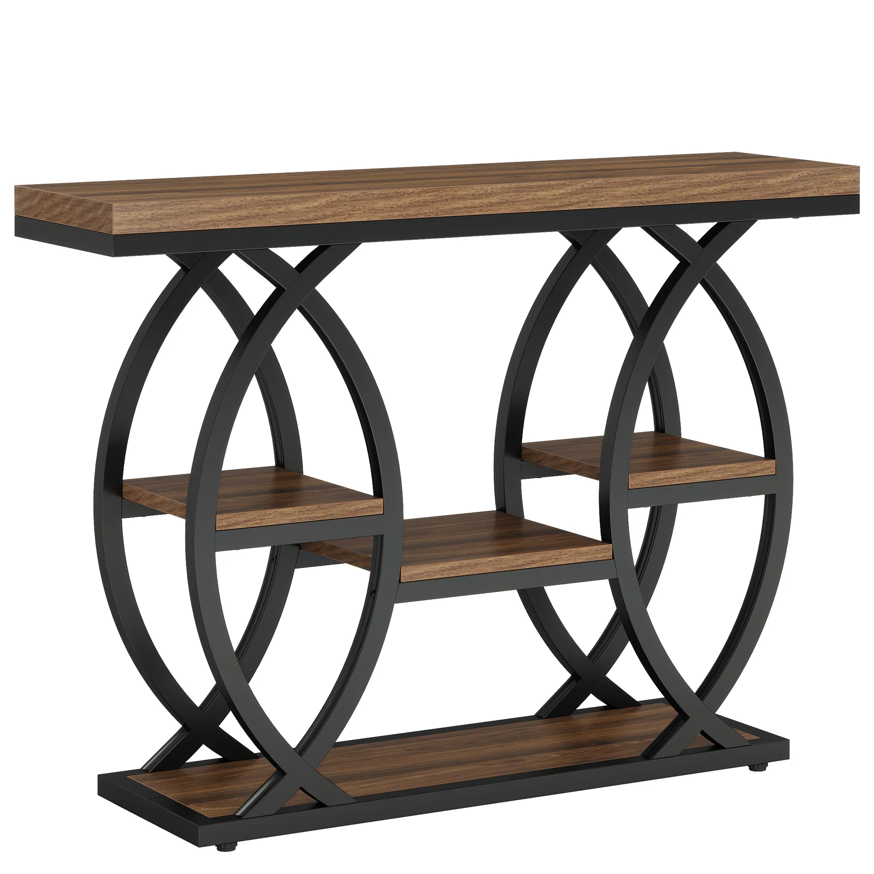 39.4" Console Table, Industrial 4-Tier Sofa Table Entryway Table with Storage Shelves - Image 54