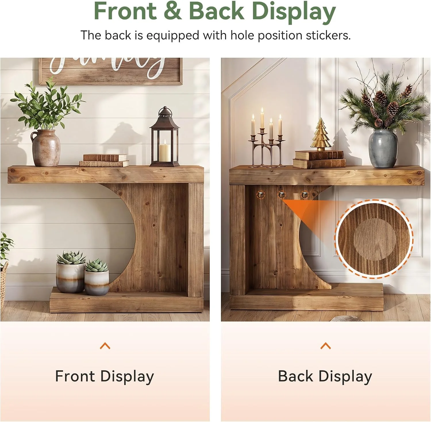 39.4" C-Shaped Console Table, Solid Wood Modern Entryway Accent Table for Living Room - Image 6