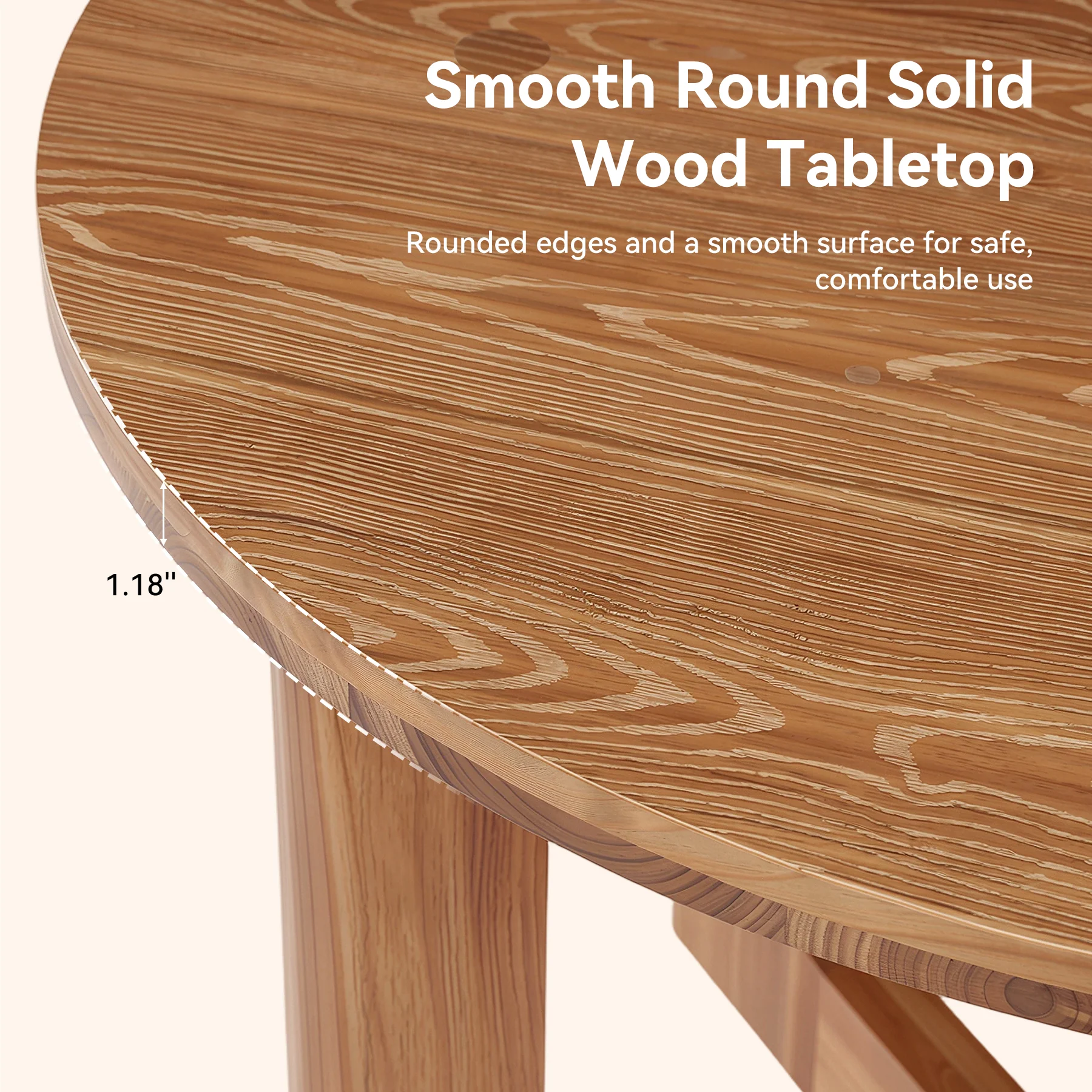 Round Solid Wood Conference Table, 39.4" Meeting Table with Cross Base for Office - Image 6