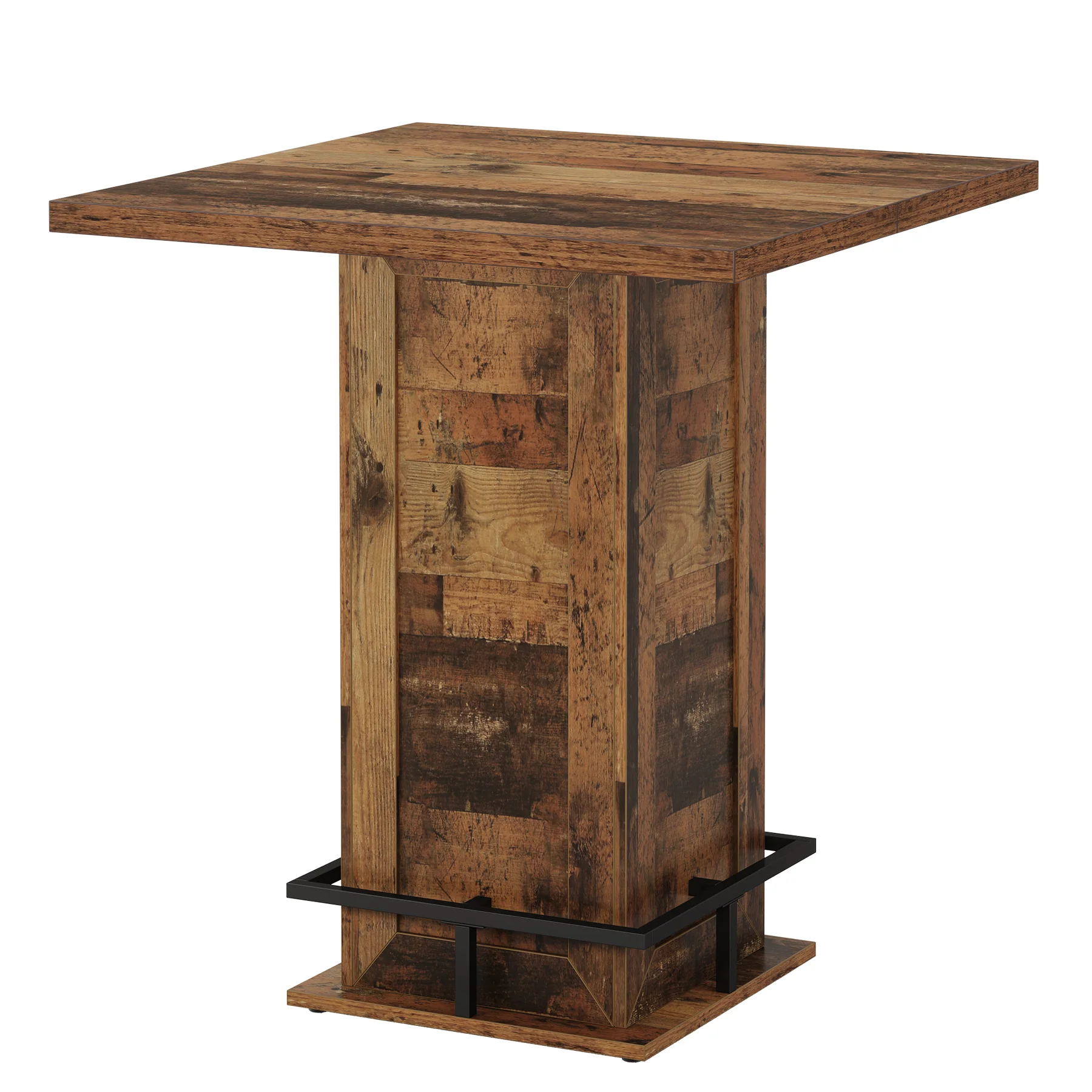 39" High Top Bar Table, Square Bistro Pub Cocktail Table - Image 10
