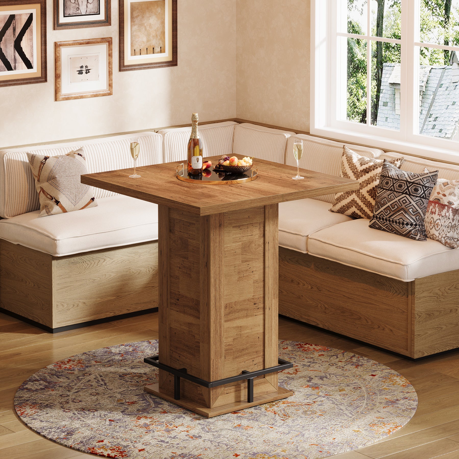 39" High Top Bar Table, Square Bistro Pub Cocktail Table - Image 4