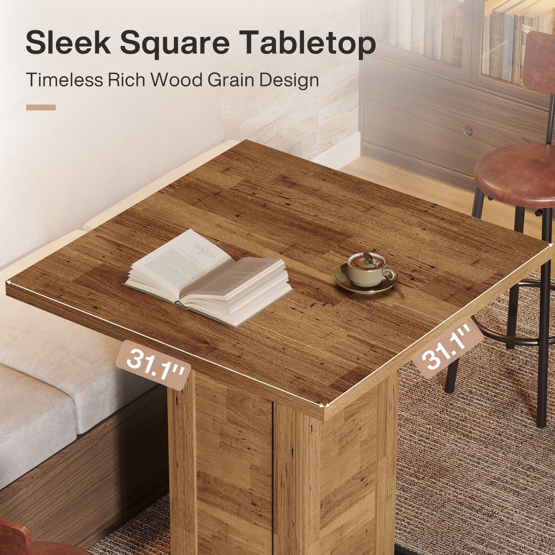 39" High Top Bar Table, Square Bistro Pub Cocktail Table - Image 7