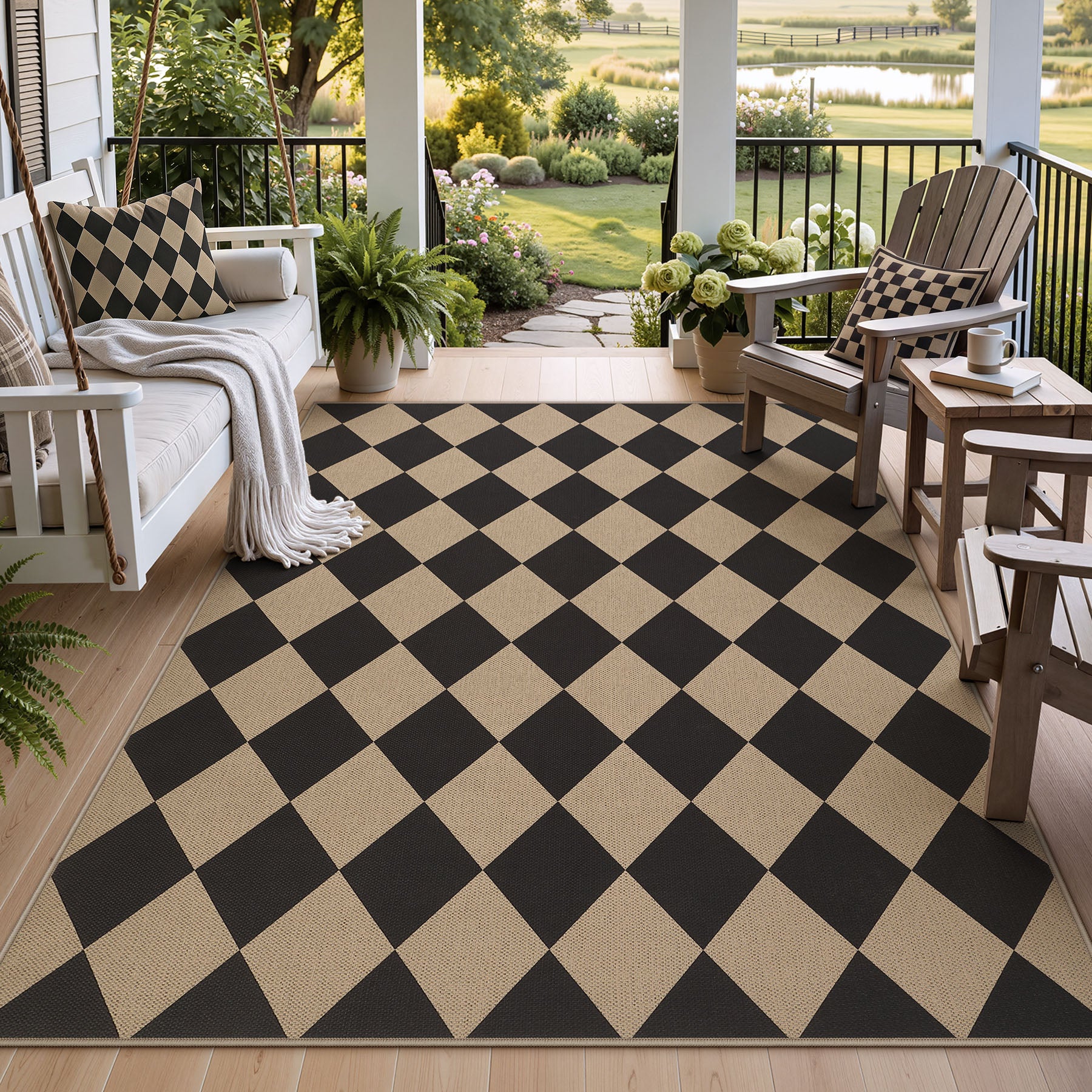 3x5/5x7 Checkered Easy Jute Area Rug, Farmhouse Non-Slip Washable Carpet, Oeko-Tex Certified - Image 13