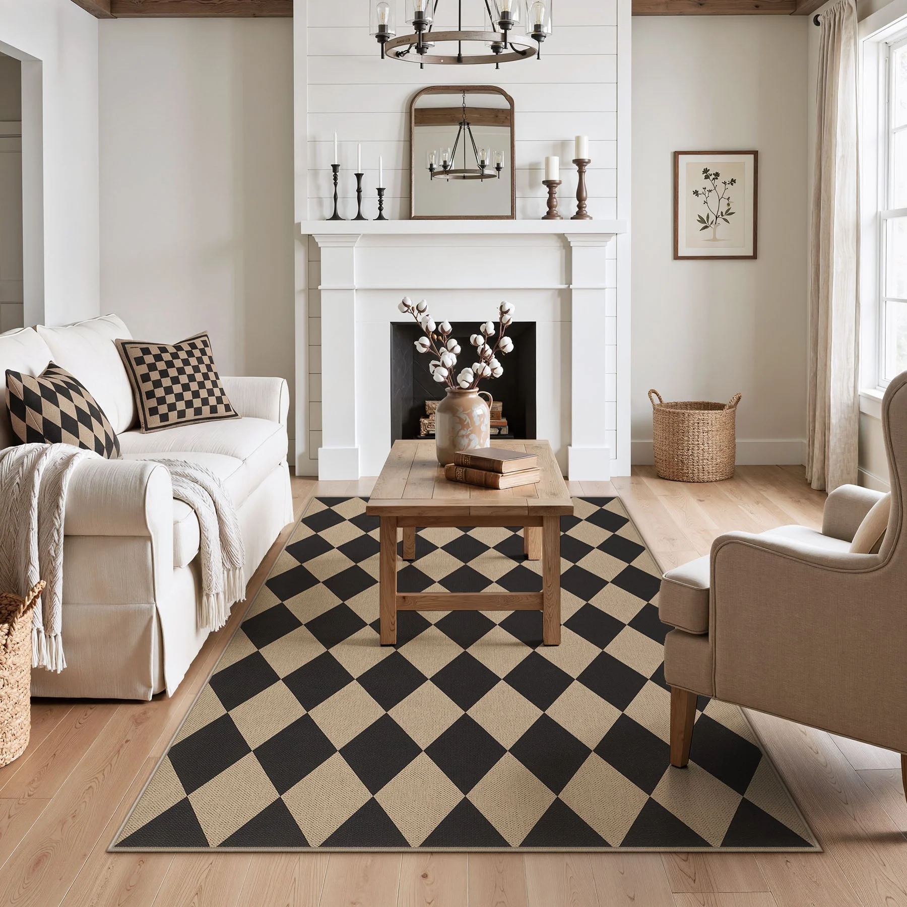 3x5/5x7 Checkered Easy Jute Area Rug, Farmhouse Non-Slip Washable Carpet, Oeko-Tex Certified - Image 16