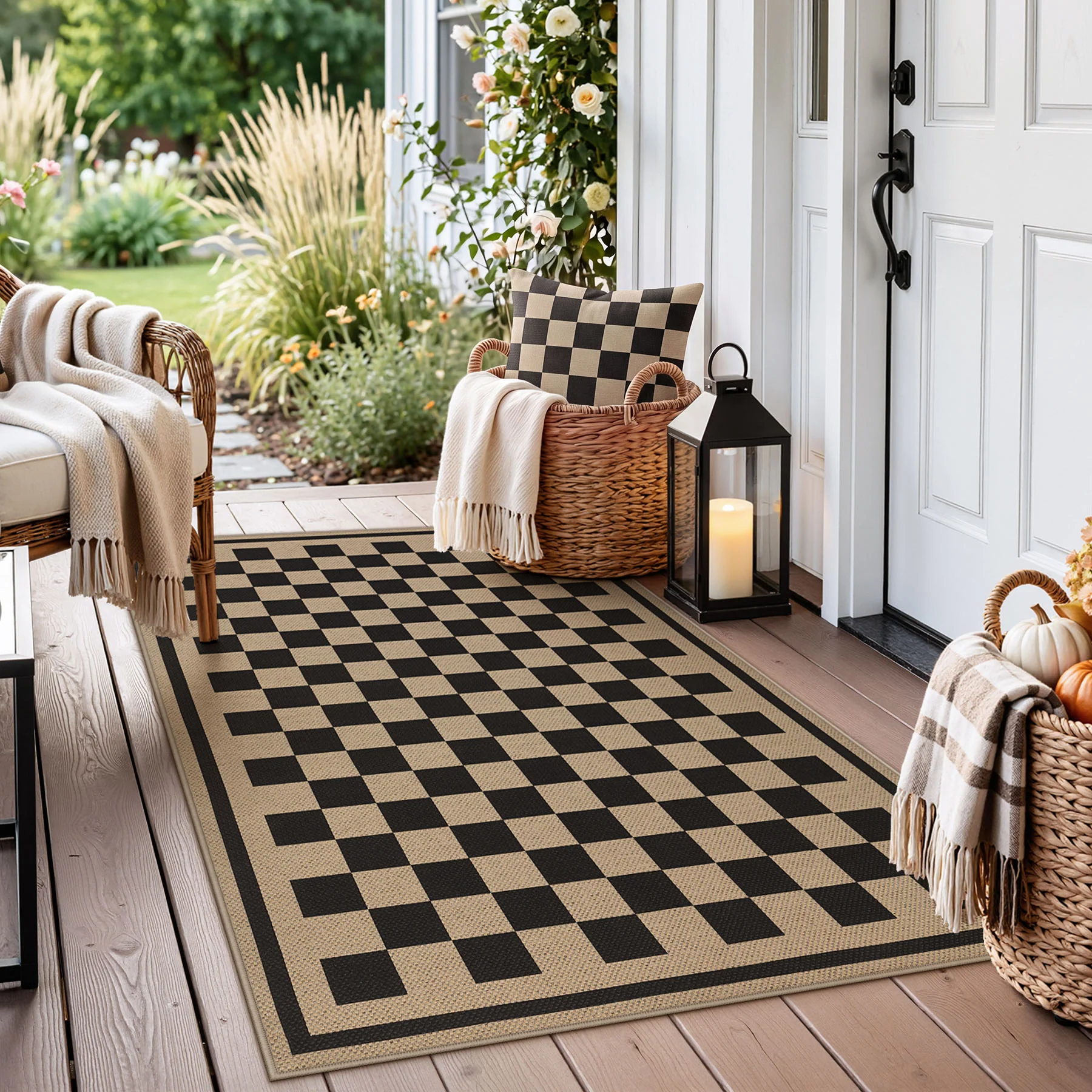3x5/5x7 Checkered Easy Jute Area Rug, Farmhouse Non-Slip Washable Carpet, Oeko-Tex Certified - Image 20