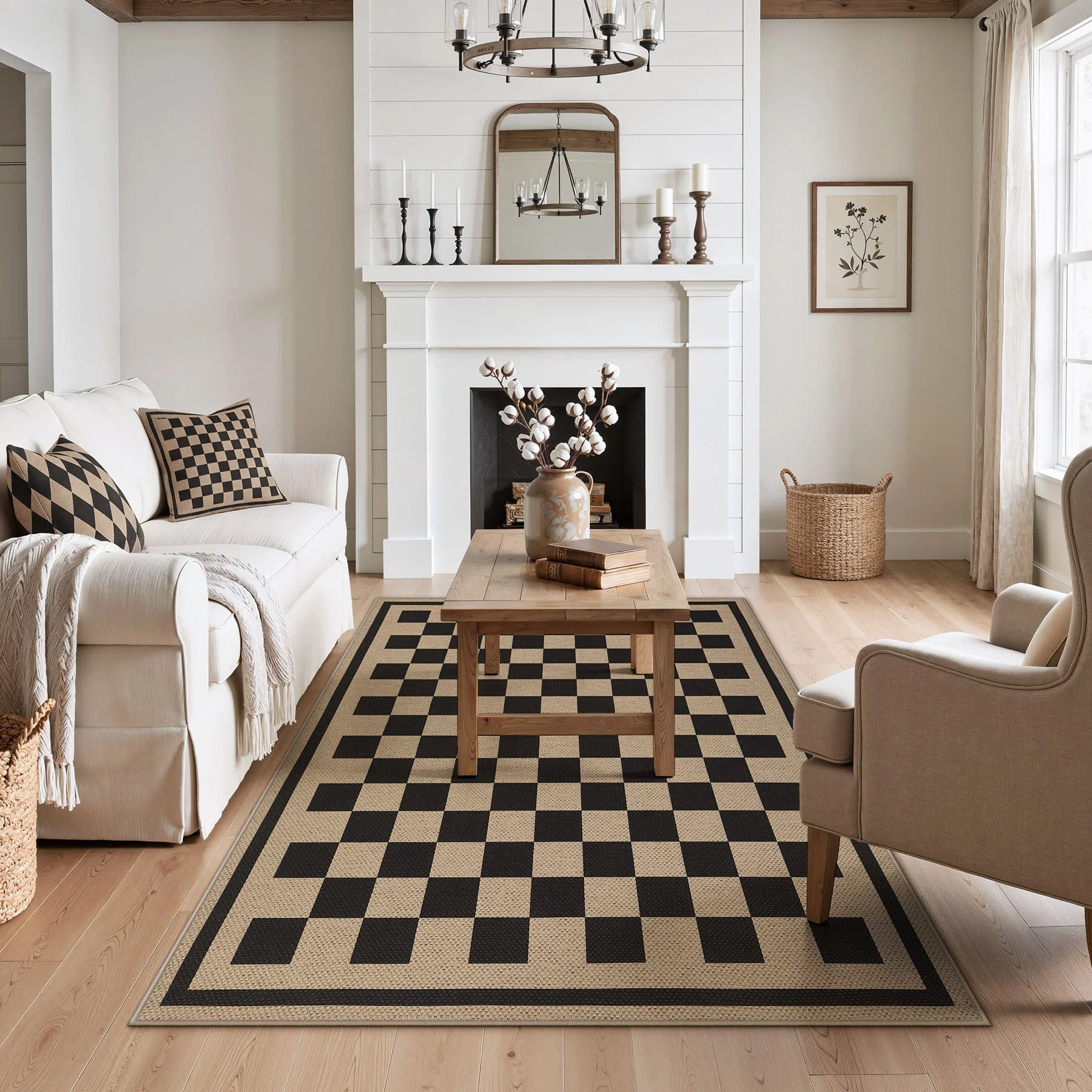 3x5/5x7 Checkered Easy Jute Area Rug, Farmhouse Non-Slip Washable Carpet, Oeko-Tex Certified - Image 25