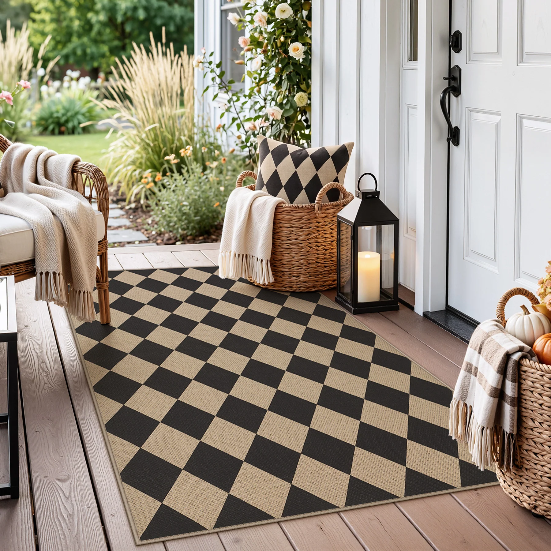 3x5/5x7 Checkered Easy Jute Area Rug, Farmhouse Non-Slip Washable Carpet, Oeko-Tex Certified - Image 3