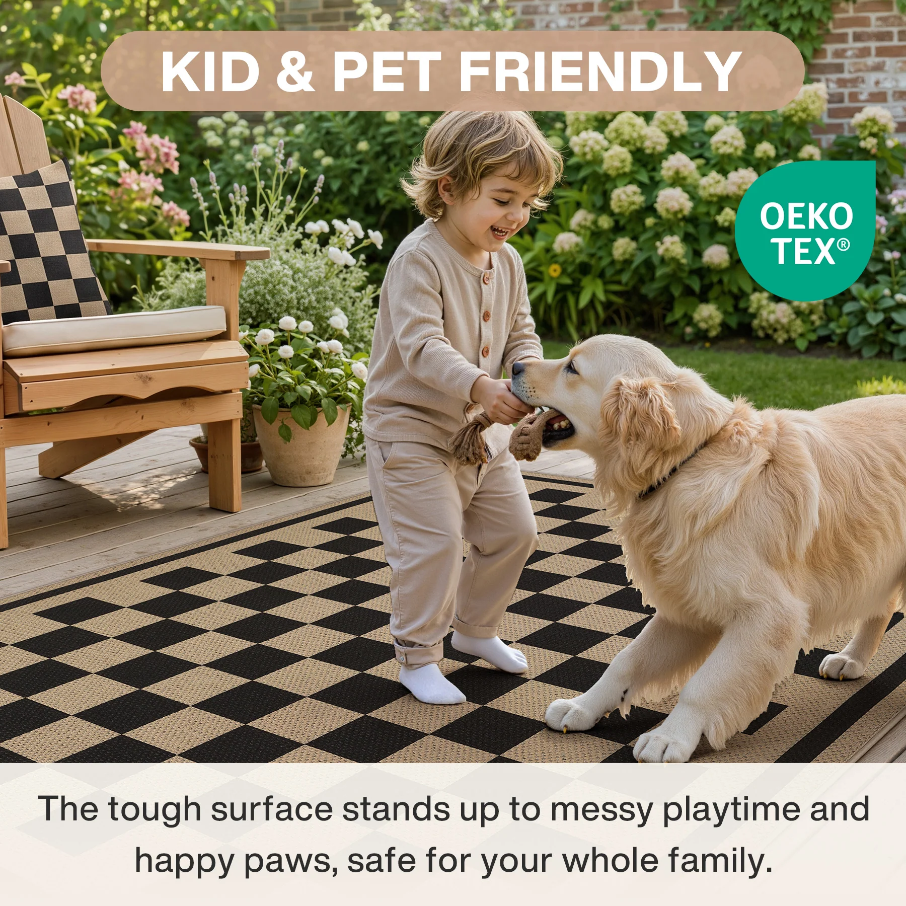 3x5/5x7 Checkered Easy Jute Area Rug, Farmhouse Non-Slip Washable Carpet, Oeko-Tex Certified - Image 30