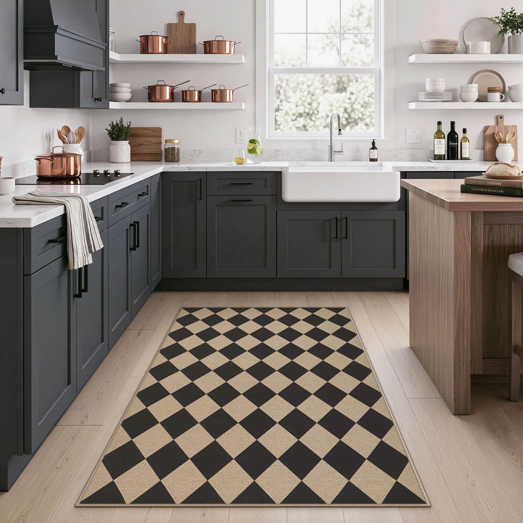 3x5/5x7 Checkered Easy Jute Area Rug, Farmhouse Non-Slip Washable Carpet, Oeko-Tex Certified - Image 4