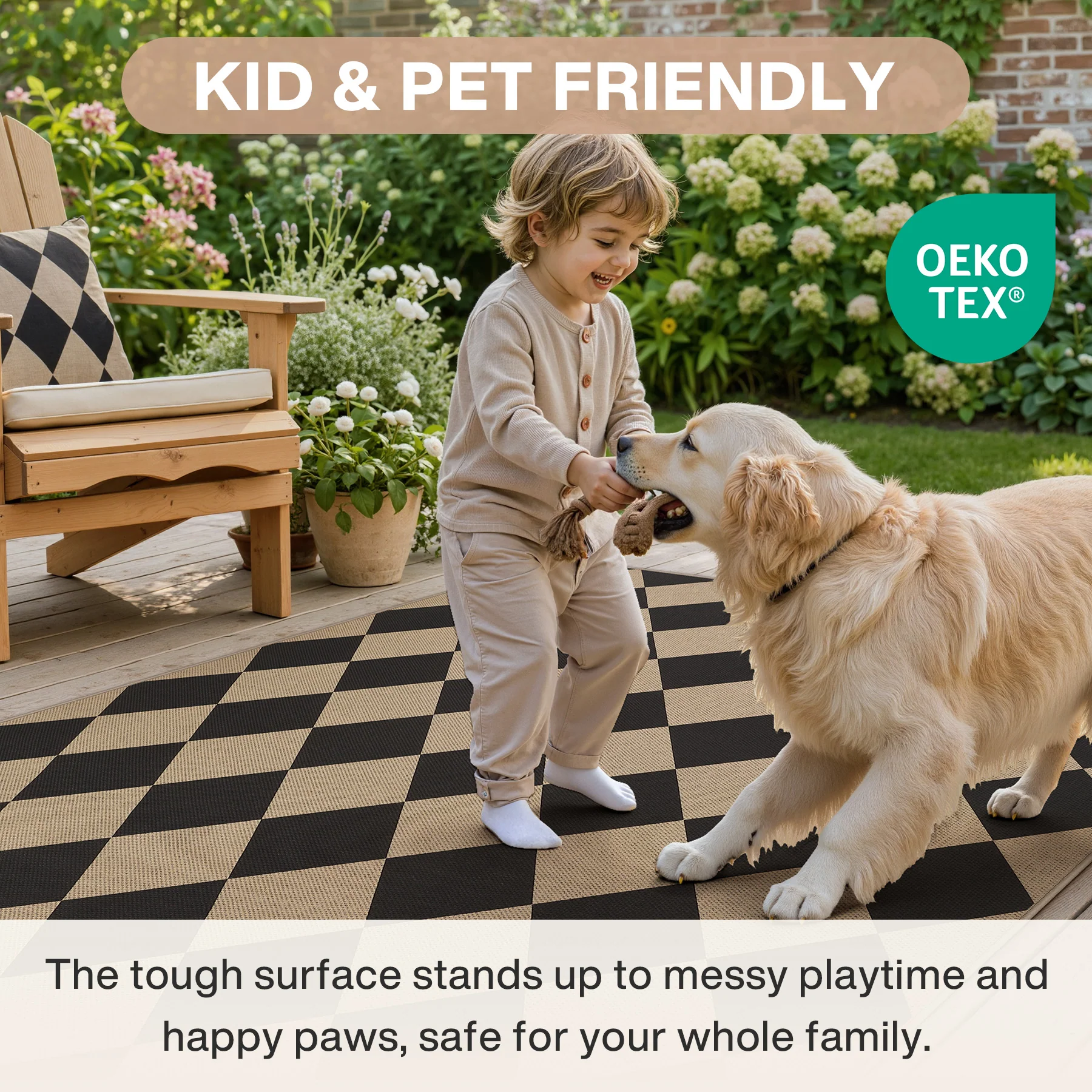 3x5/5x7 Checkered Easy Jute Area Rug, Farmhouse Non-Slip Washable Carpet, Oeko-Tex Certified - Image 9
