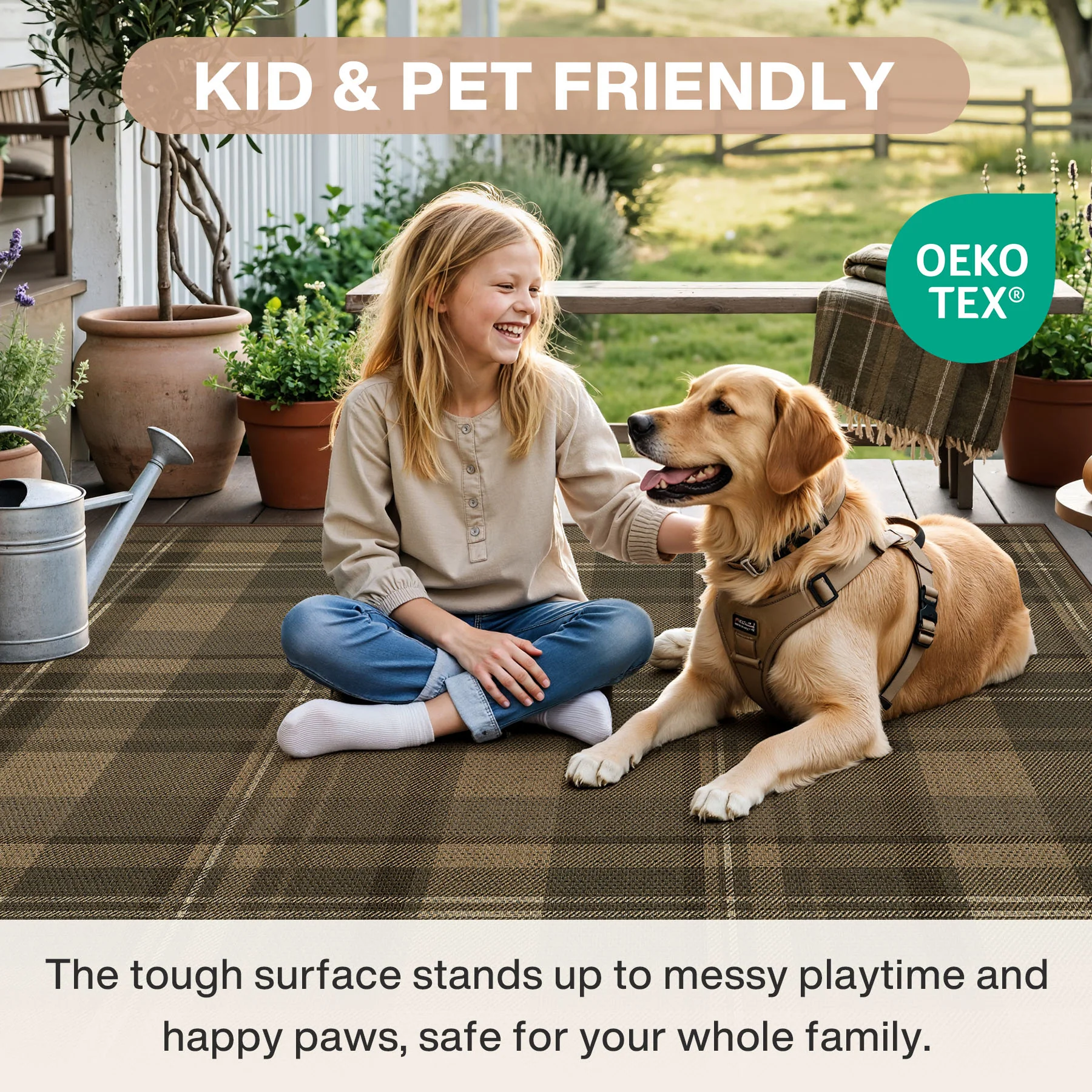 3x5/5x7 Plaid Easy Jute Washable Area Rug, Farmhouse Non-Slip Indoor Carpet for Porch Living Bedroom, Oeko-Tex Certified - Image 17