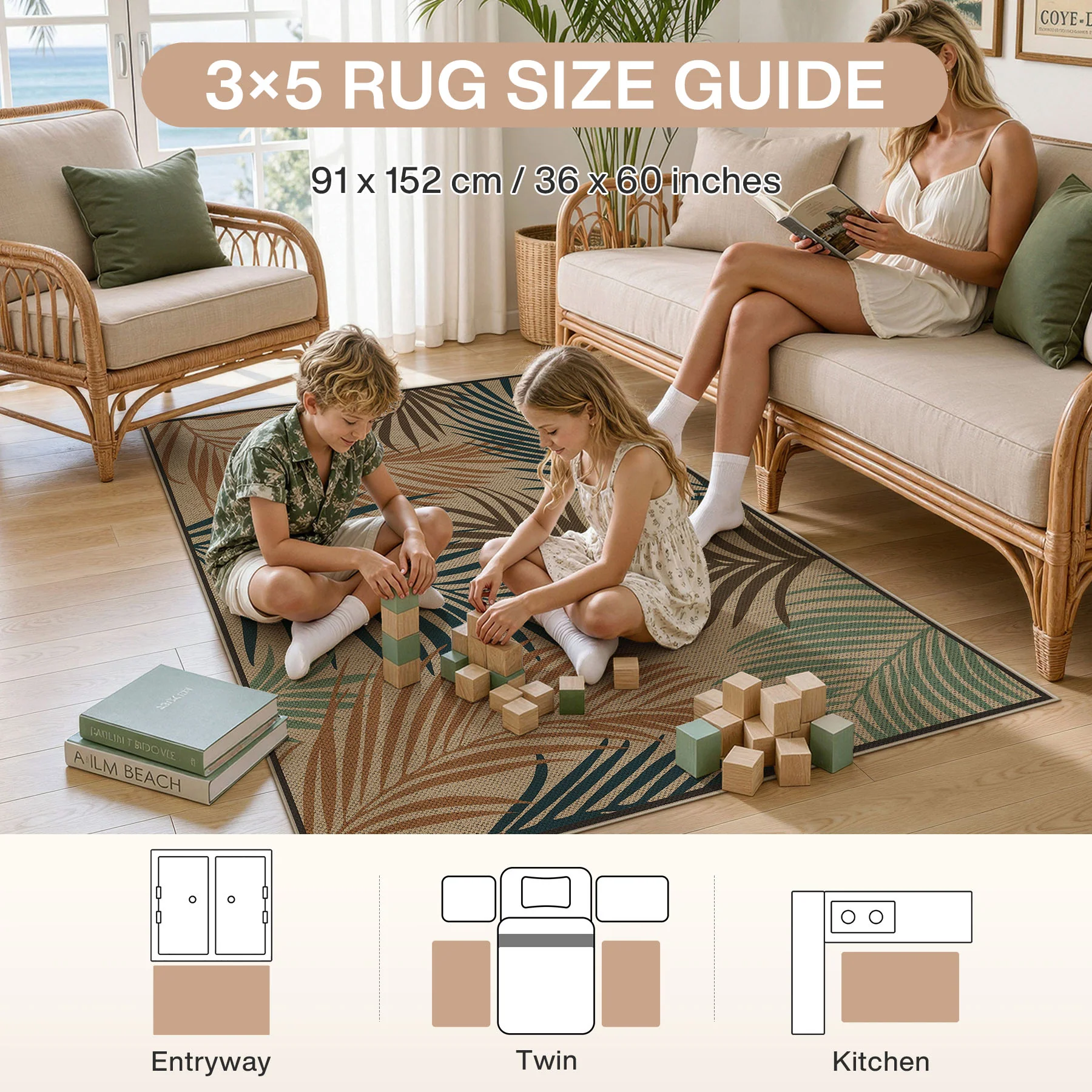 3x5/5x7 Easy Jute Washable Indoor Outdoor Patio Rug, Boho Coastal Non-Slip Living Room Area Carpet for Entryway Porch, Oeko-Tex Certified - Image 18