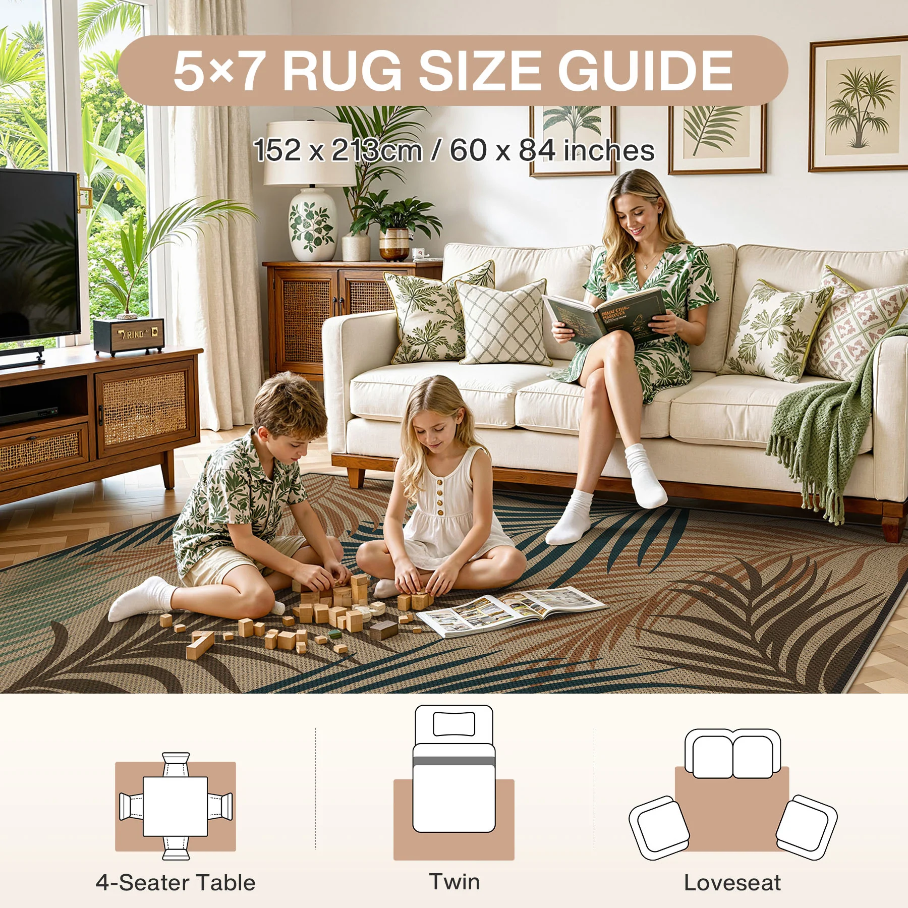 3x5/5x7 Easy Jute Washable Indoor Outdoor Patio Rug, Boho Coastal Non-Slip Living Room Area Carpet for Entryway Porch, Oeko-Tex Certified - Image 23