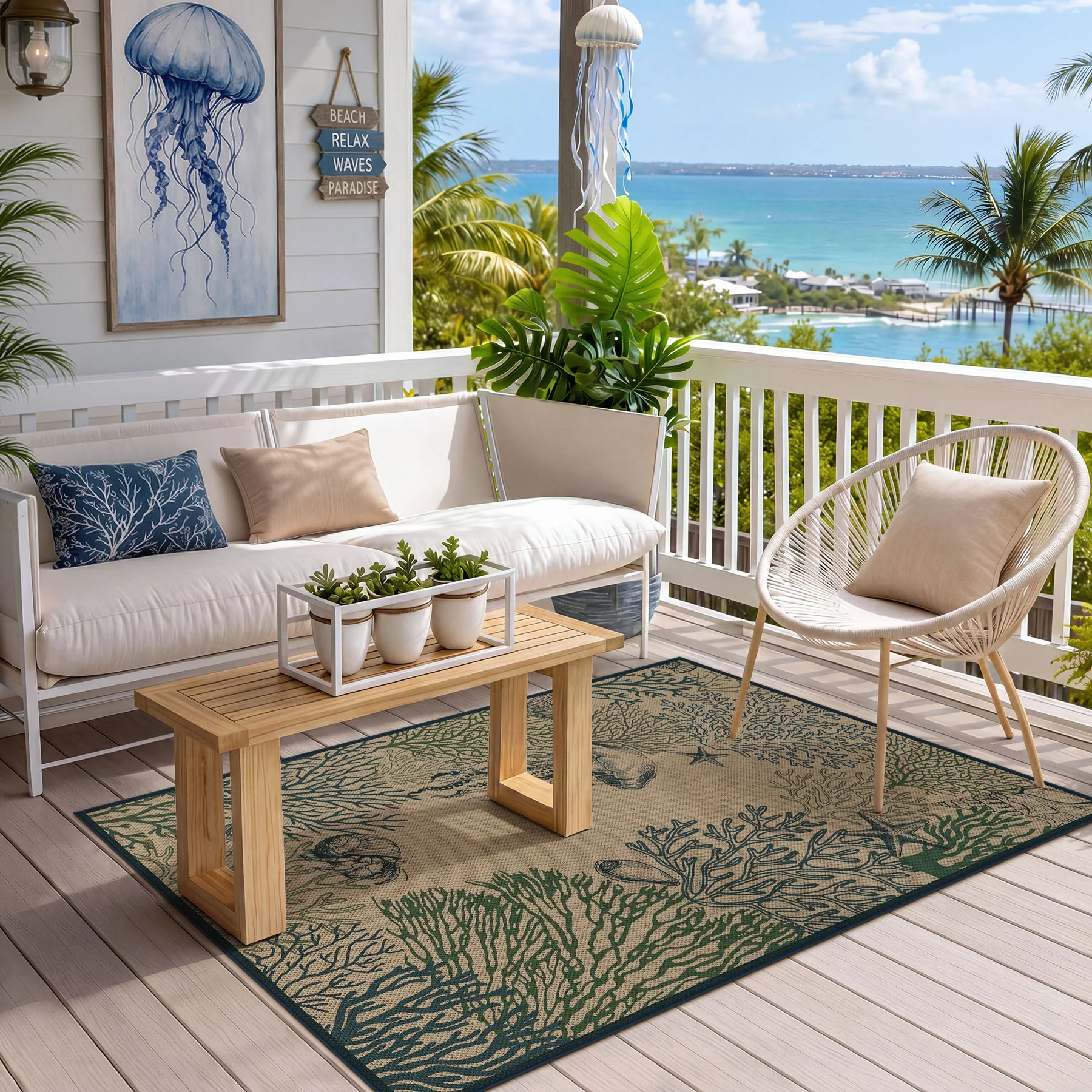 3x5/5x7 Easy Jute Washable Indoor Outdoor Patio Rug, Boho Coastal Non-Slip Living Room Area Carpet for Entryway Porch, Oeko-Tex Certified - Image 6