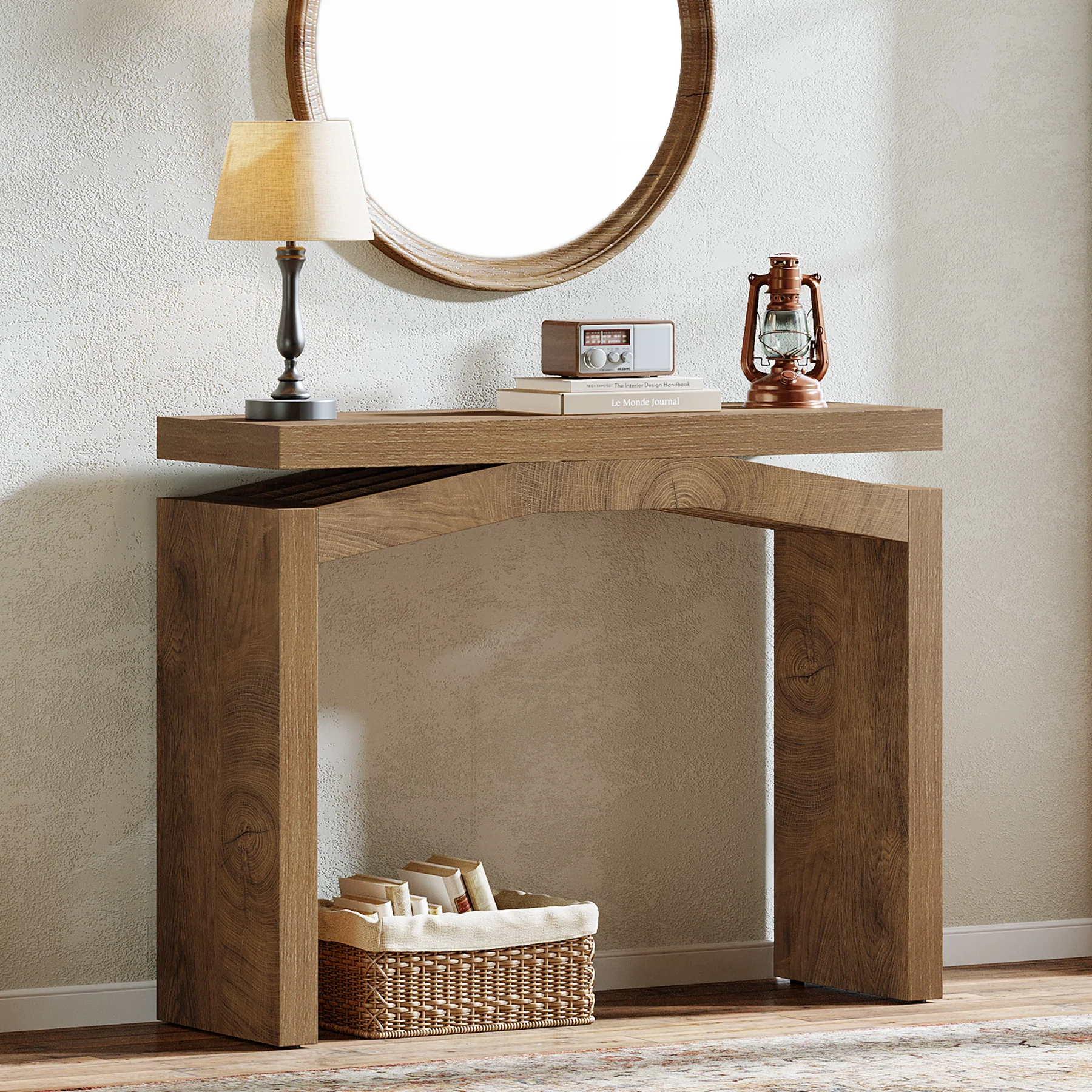 40" Farmhouse Console Table, Narrow Entryway Sofa Table with Hollow Design for Hallway, Foyer, or Living Room