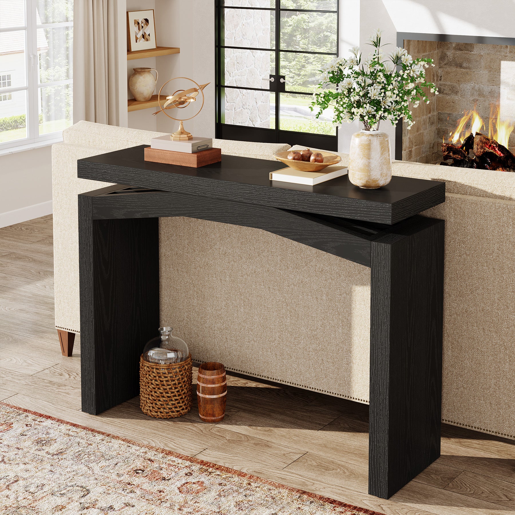40" Farmhouse Console Table, Narrow Entryway Sofa Table with Hollow Design for Hallway, Foyer, or Living Room - Image 11