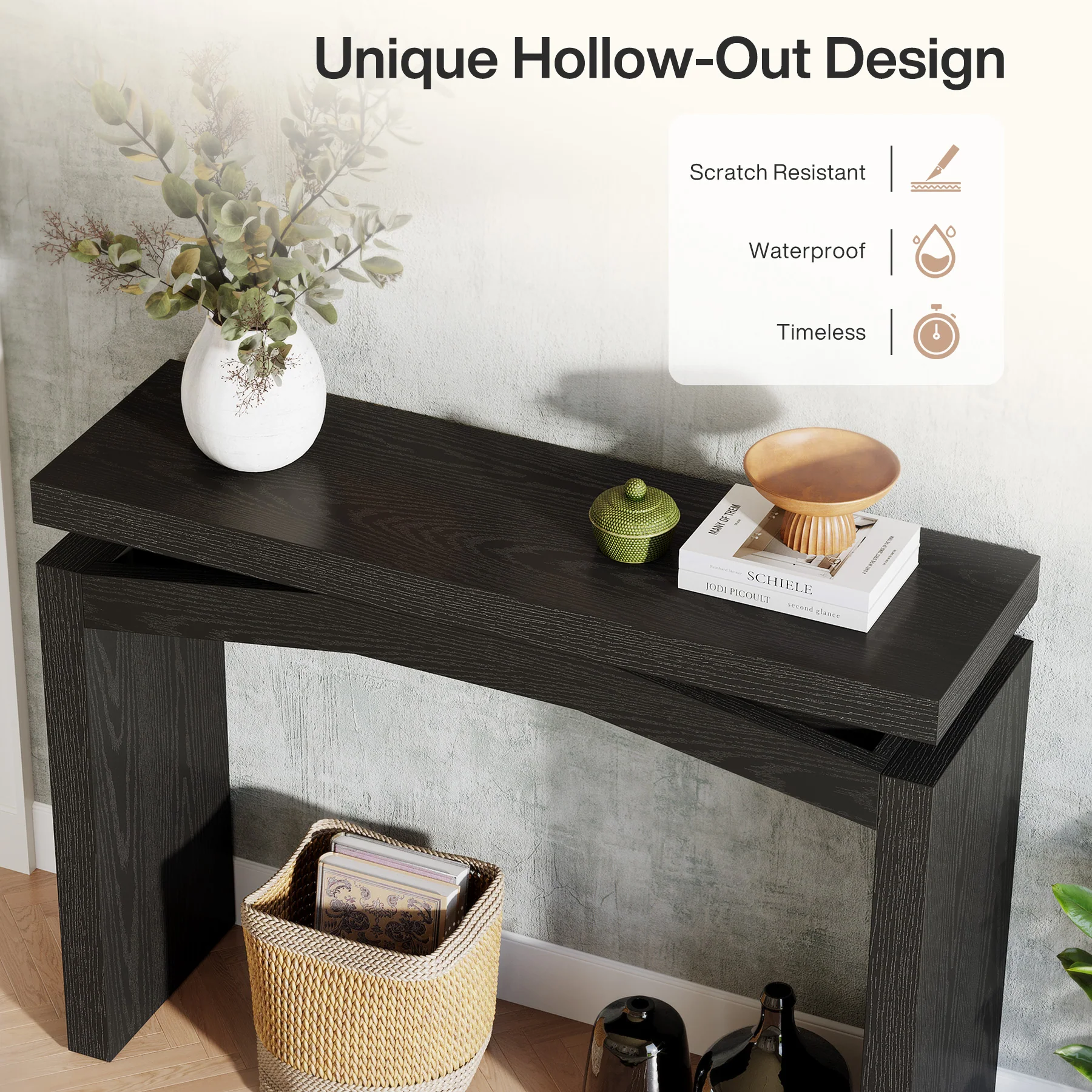 40" Farmhouse Console Table, Narrow Entryway Sofa Table with Hollow Design for Hallway, Foyer, or Living Room - Image 12